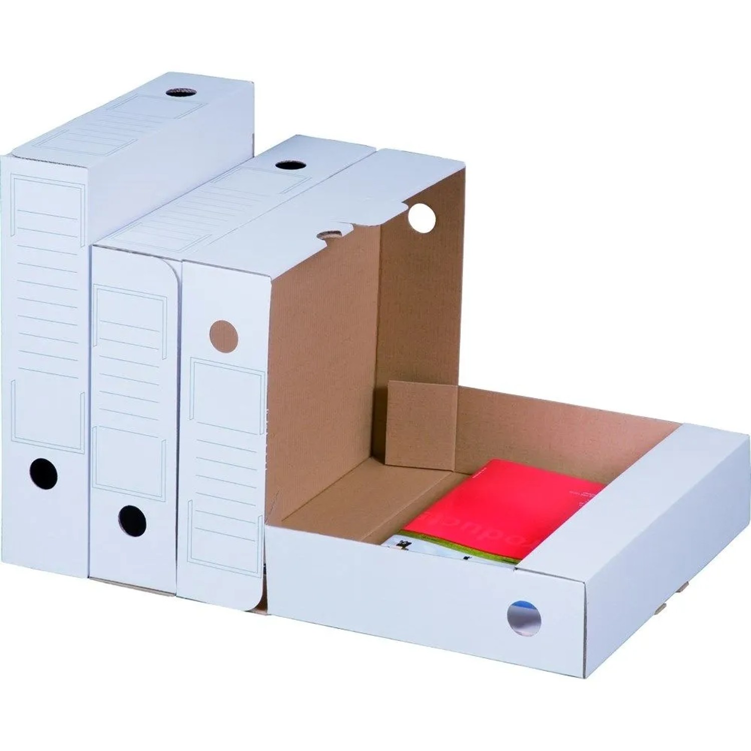 PROREGAL Mega Deal 20x Archiv-Ablagebox LxBxH 252x70x317mm mit Grifflöchern & Beschriftungsfeld Wiederverschließbar Weiß Archivbox Aktenkarton