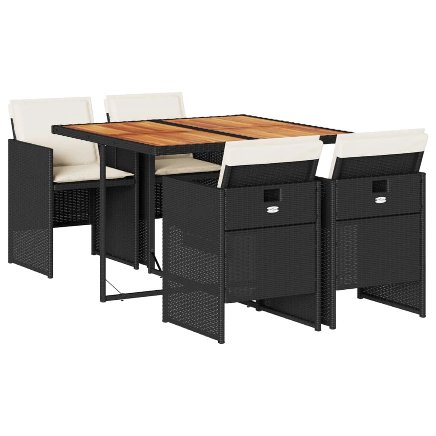 vidaXL 5-Tlg Garten-Essgruppe mit Kissen Schwarz Poly Rattan 3277670 günstig online kaufen