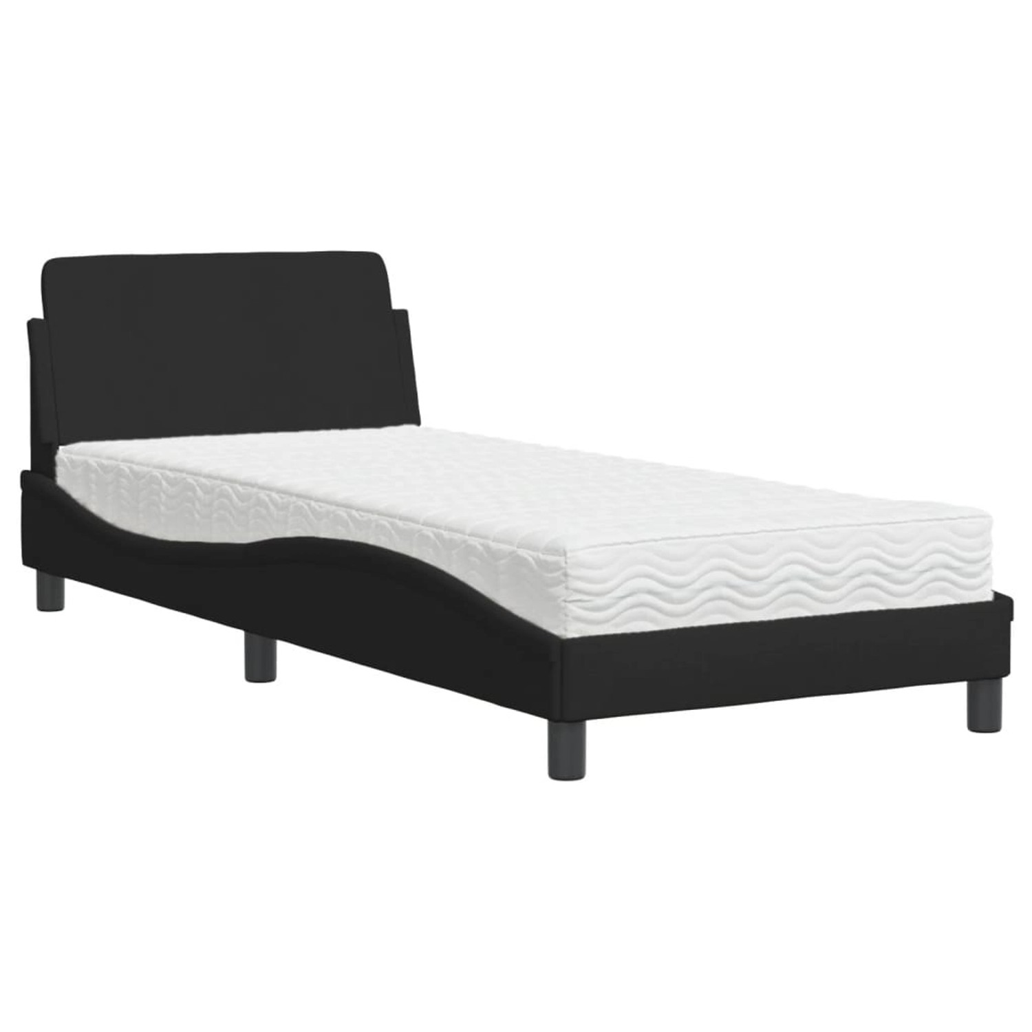 vidaXL Bettgestell Bett mit Matratze Schwarz 90x200 cm Stoff Bettgestell günstig online kaufen