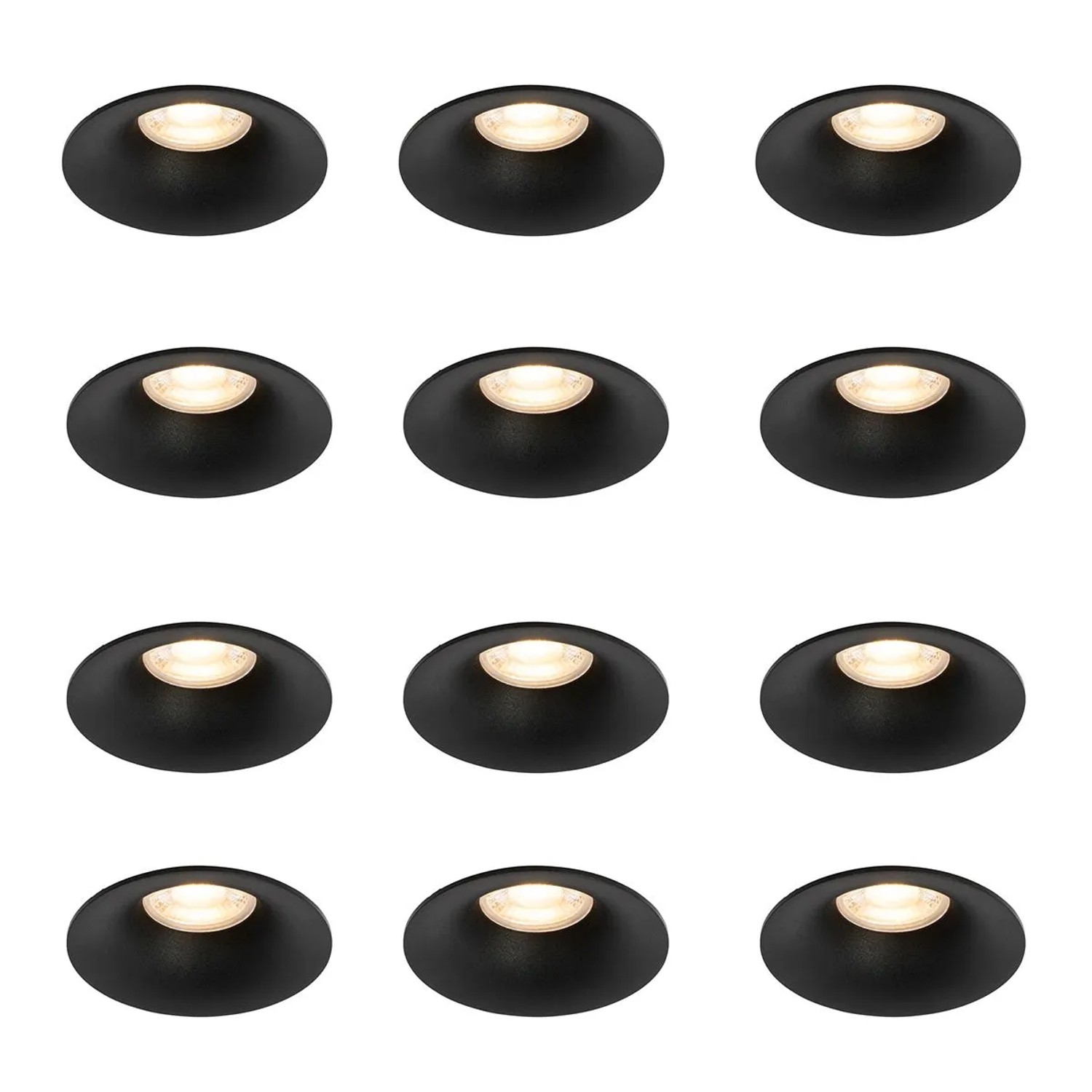 QAZQA Set mit 12 Einbaustrahlern Schwarz GU10 50mm Gijs