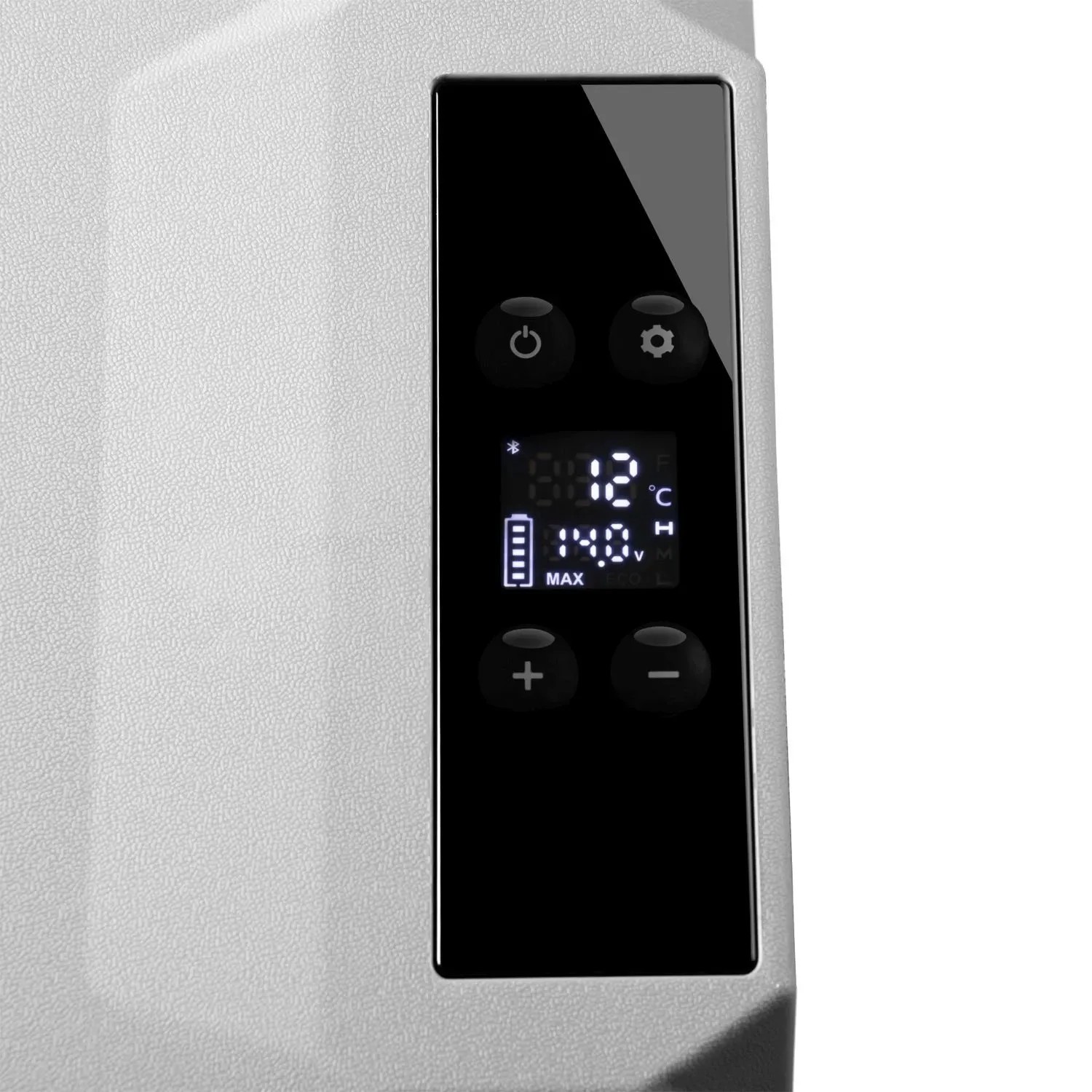Detailaufnahme: Display der Juskys Kühlbox Yukon 50L mit Temperaturanzeige und Bedienelementen.