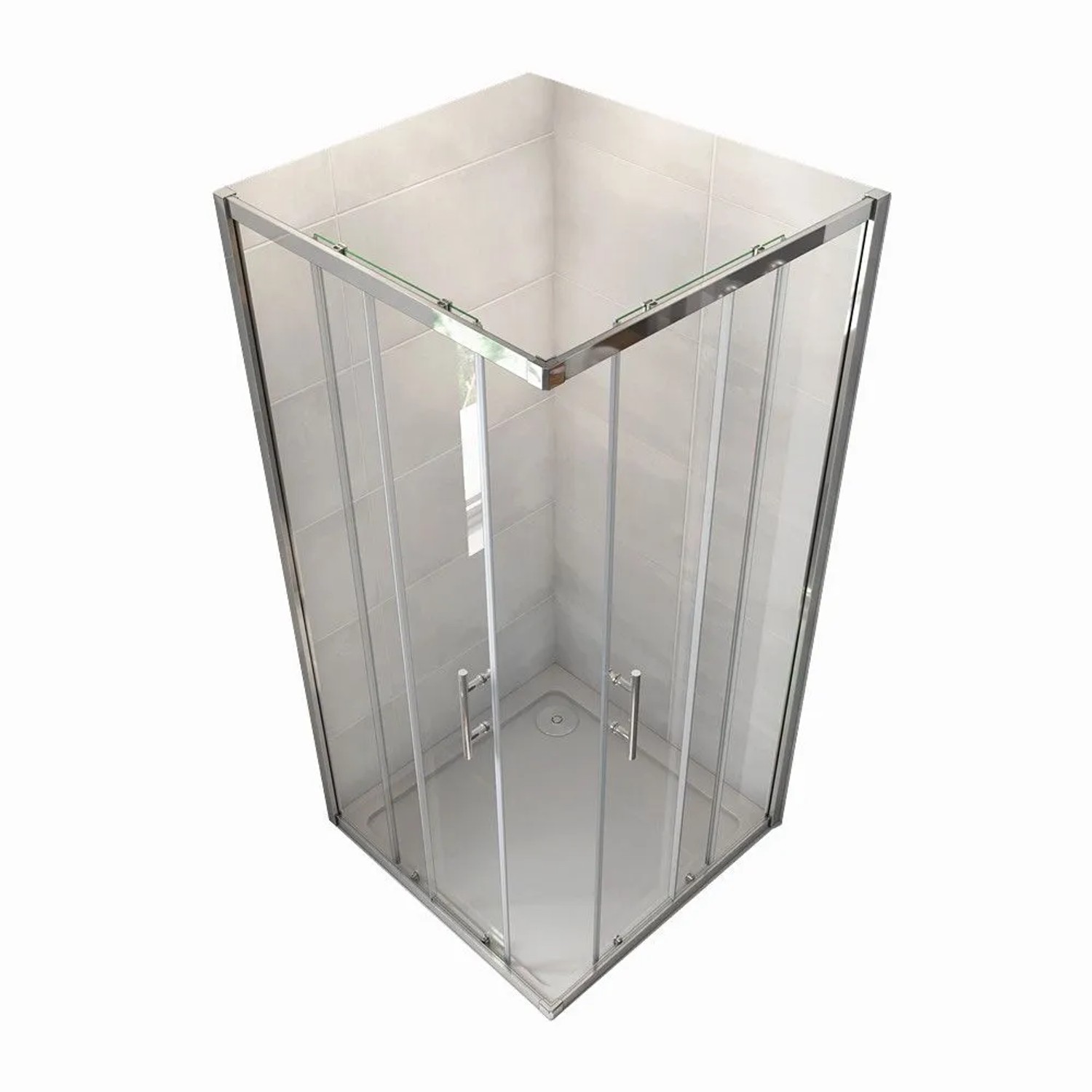 Duschparadies Duschkabinen 90 x 90 x 185cm Schiebetür Eckeinstieg 5mm ESG Sicherheitsglas Duschabtrennung Eckdusche Chrom Glänzend