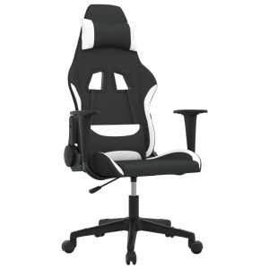 vidaXL Gaming-Stuhl mit Massagefunktion Schwarz und Weiß Stoff 345498