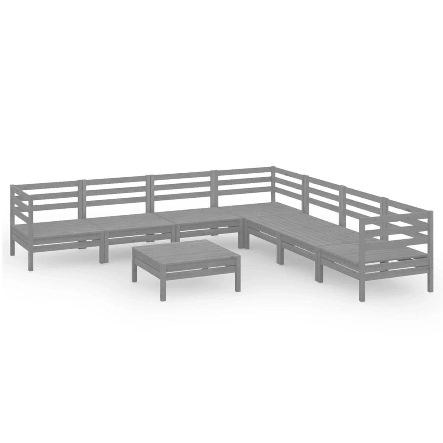 vidaXL 8-tlg Garten-Lounge-Set Massivholz Kiefer Grau Modell 15