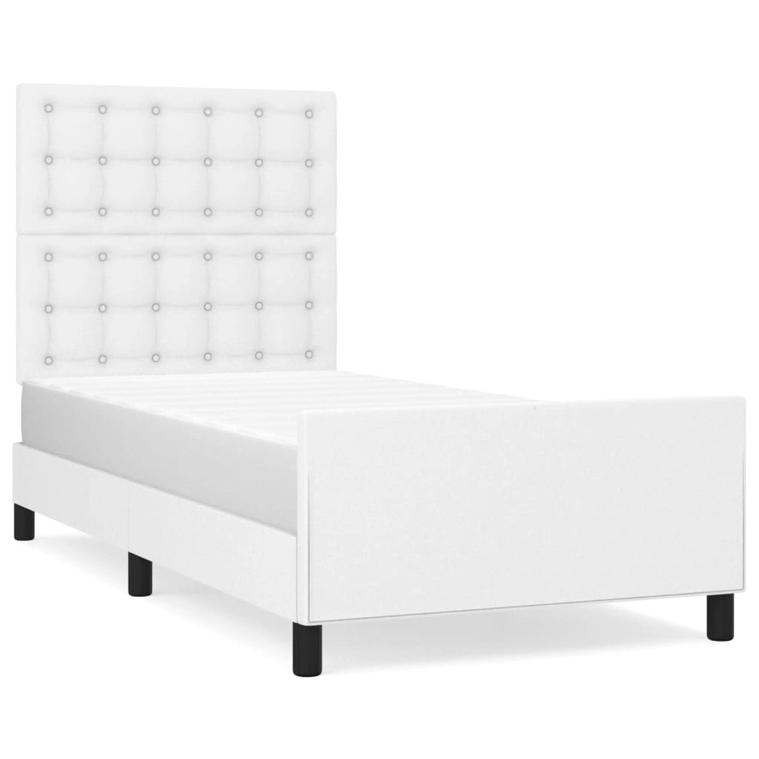 vidaXL Bettgestell mit Kopfteil Weiß 90x200 cm Kunstleder Modell 41397039 günstig online kaufen