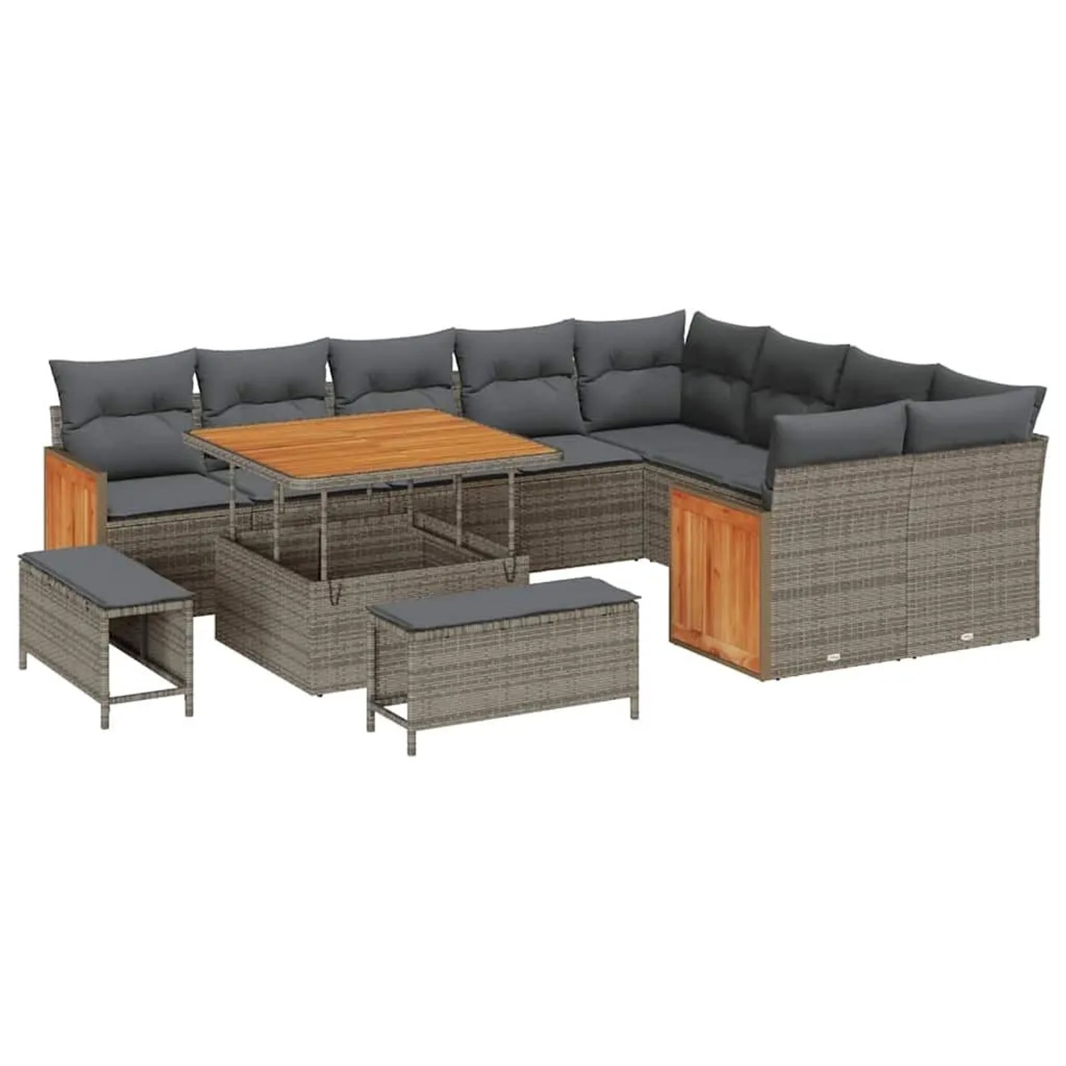 Thumbnail - vidaXL Gartensofa-Set mit Kissen 12 Stk Grau 3363338