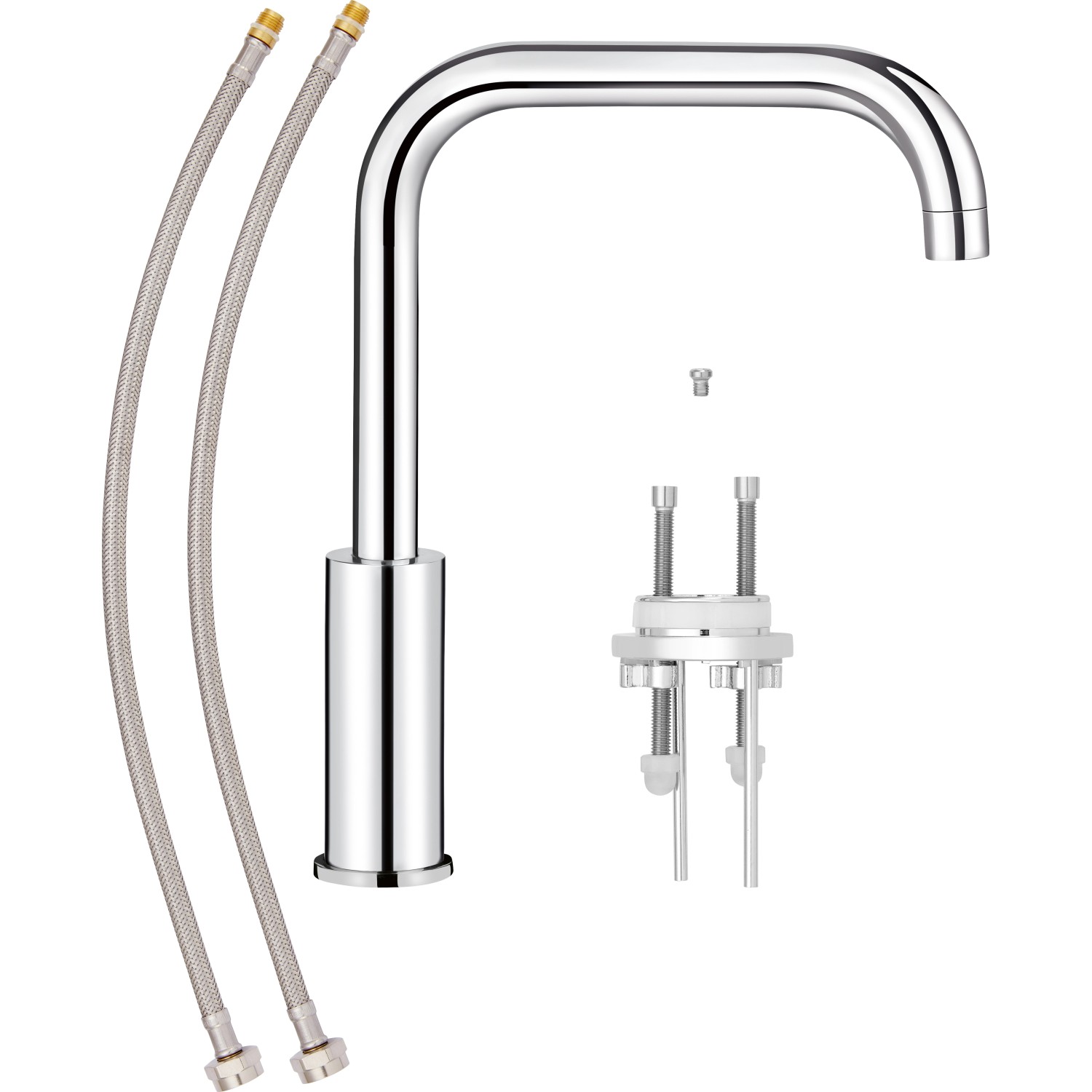 baliv Küchenarmatur KI-1150 Chrom: Einhebelmischer mit Anschlussschläuchen und Befestigungsmaterial.