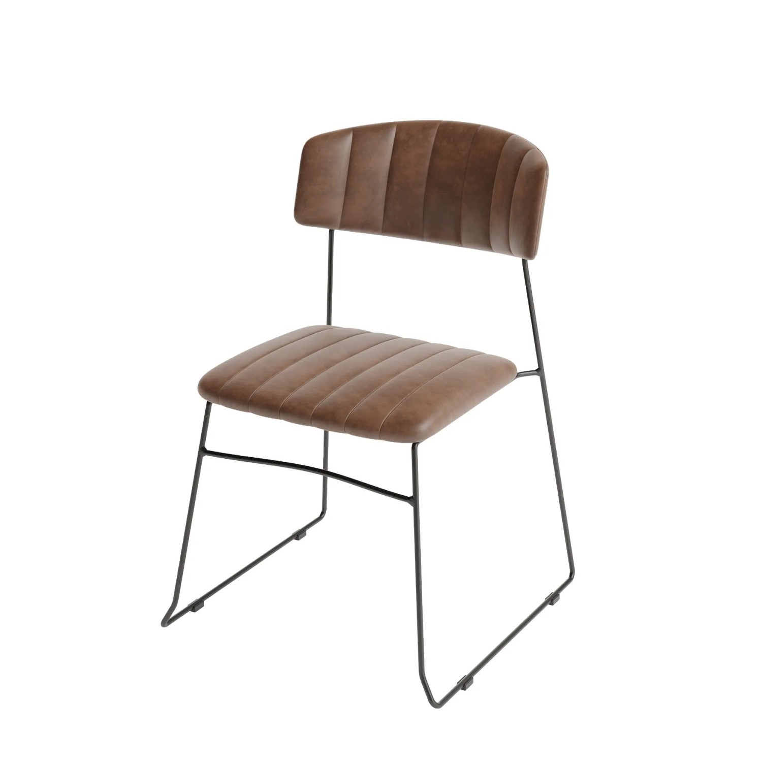 VEBA Stapelstuhl Mundo Stahl Cognac