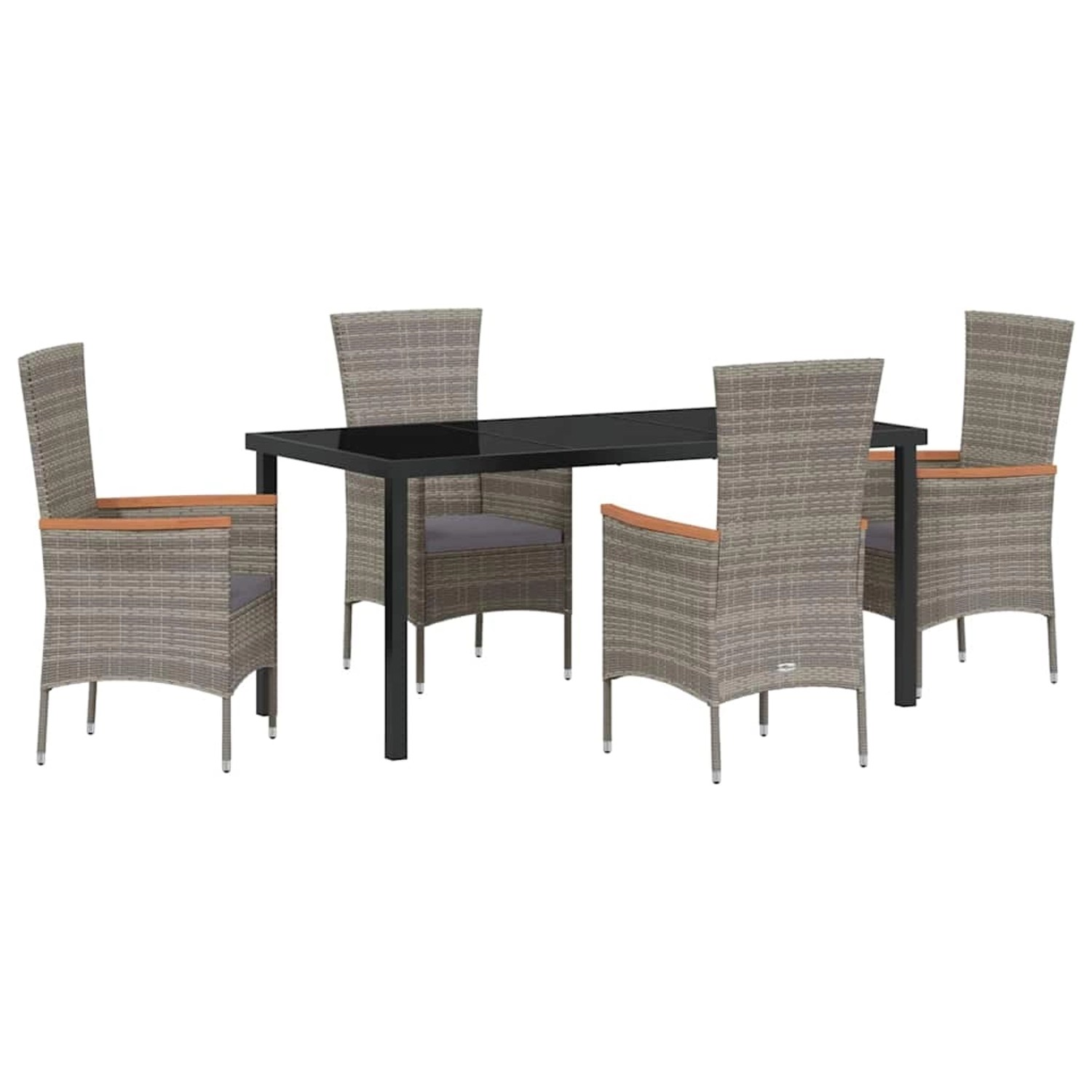 vidaXL Garten Essgruppe mit Kissen 5-Tlg Grau Poly Rattan 3379432 günstig online kaufen