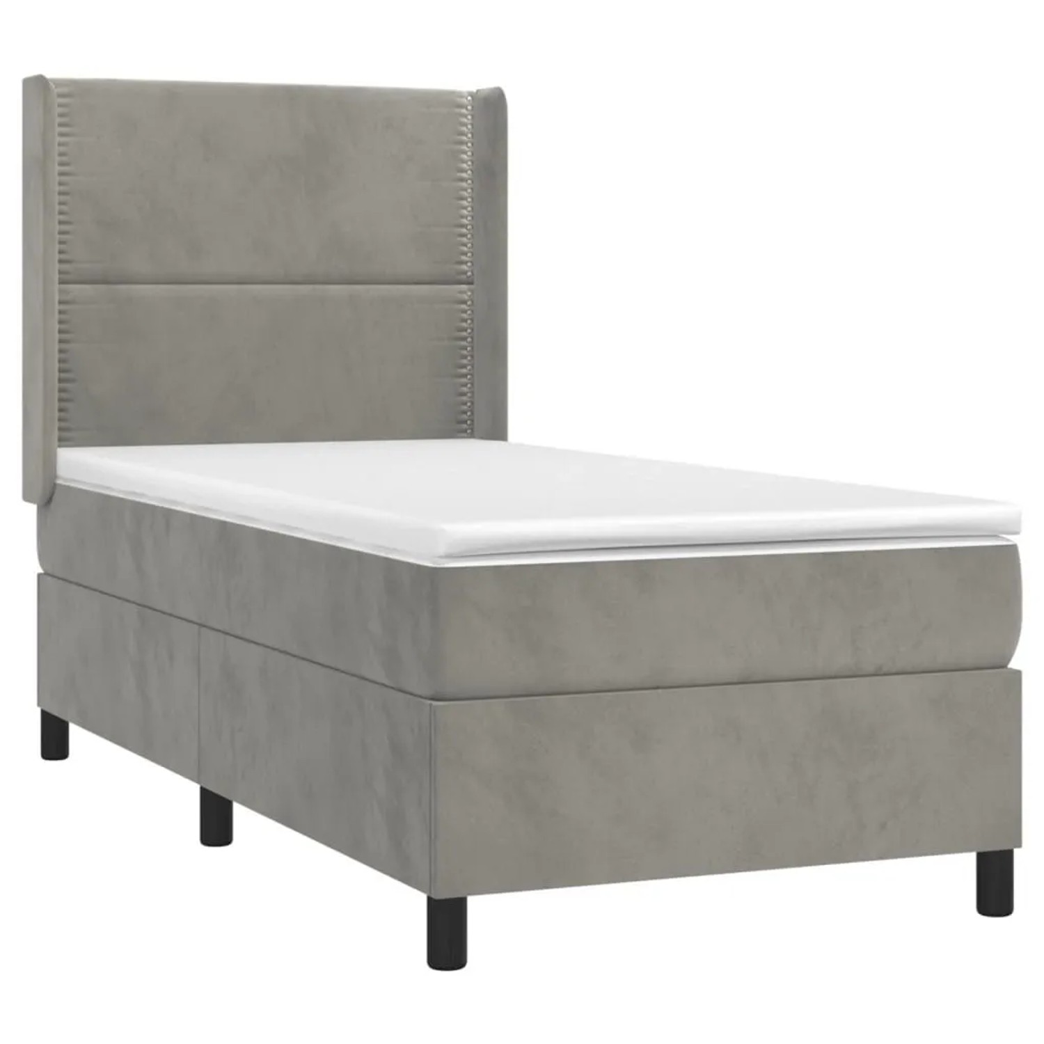 vidaXL Boxspringbett mit Matratze & LED Hellgrau 90x190 cm Samt 3139475 günstig online kaufen