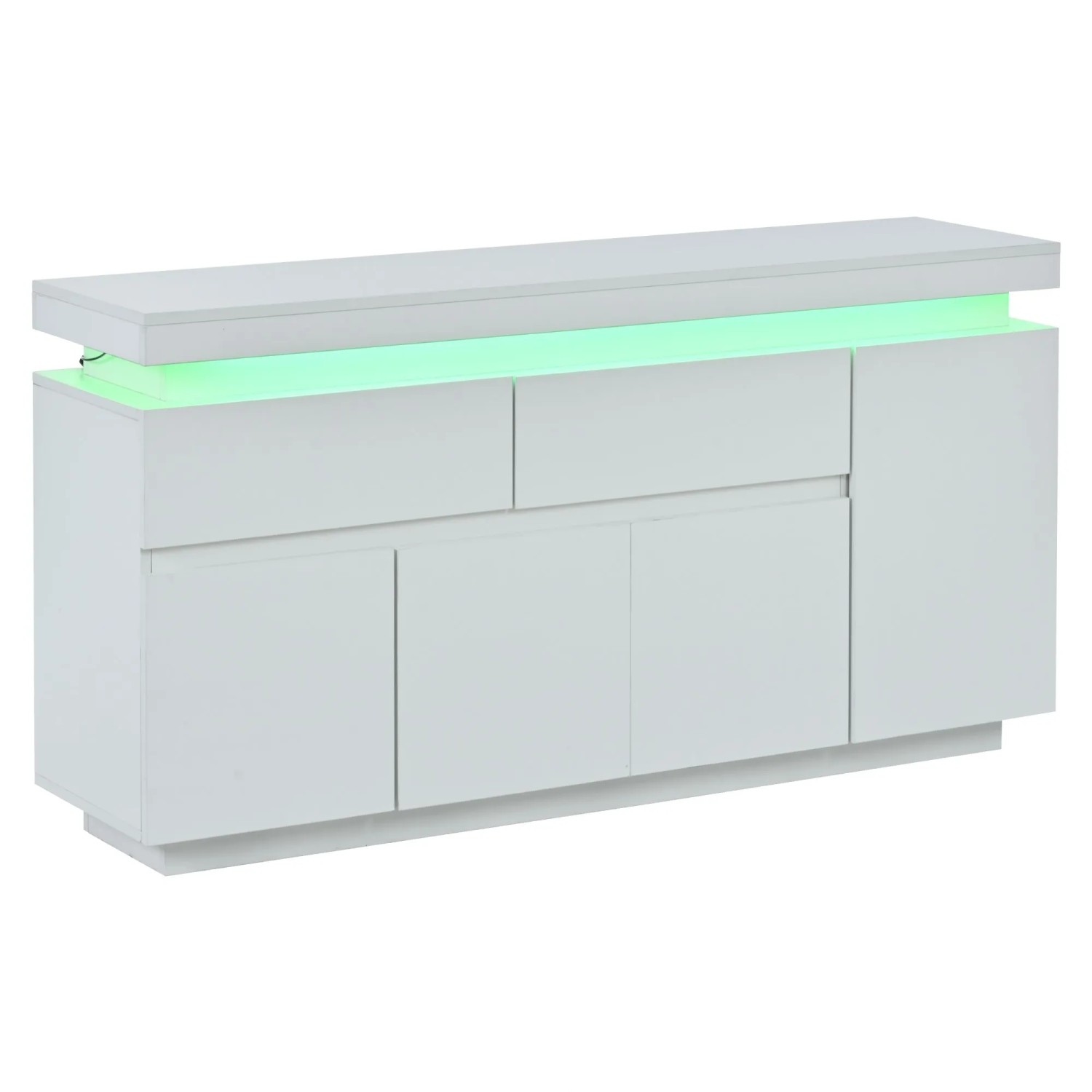 okwish Sideboard mit LED Türen Schubladen Wohnzimmer 140x35x72.5cm Weiß