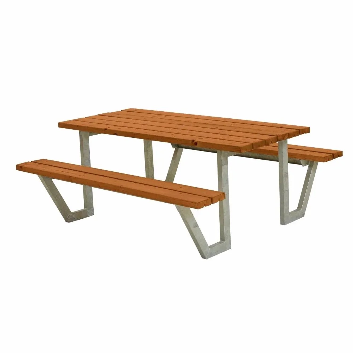 PLUS Gartensitzgruppe 177 cm Teak-Optik Wetterfeste Tisch-Bank-Kombination aus Pflegeleichtem Kunststoff