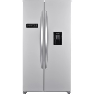 Wolkenstein Kühl-Gefrierkombination WSBS518NFWDEIX in Silber mit Wasserspender und Display.