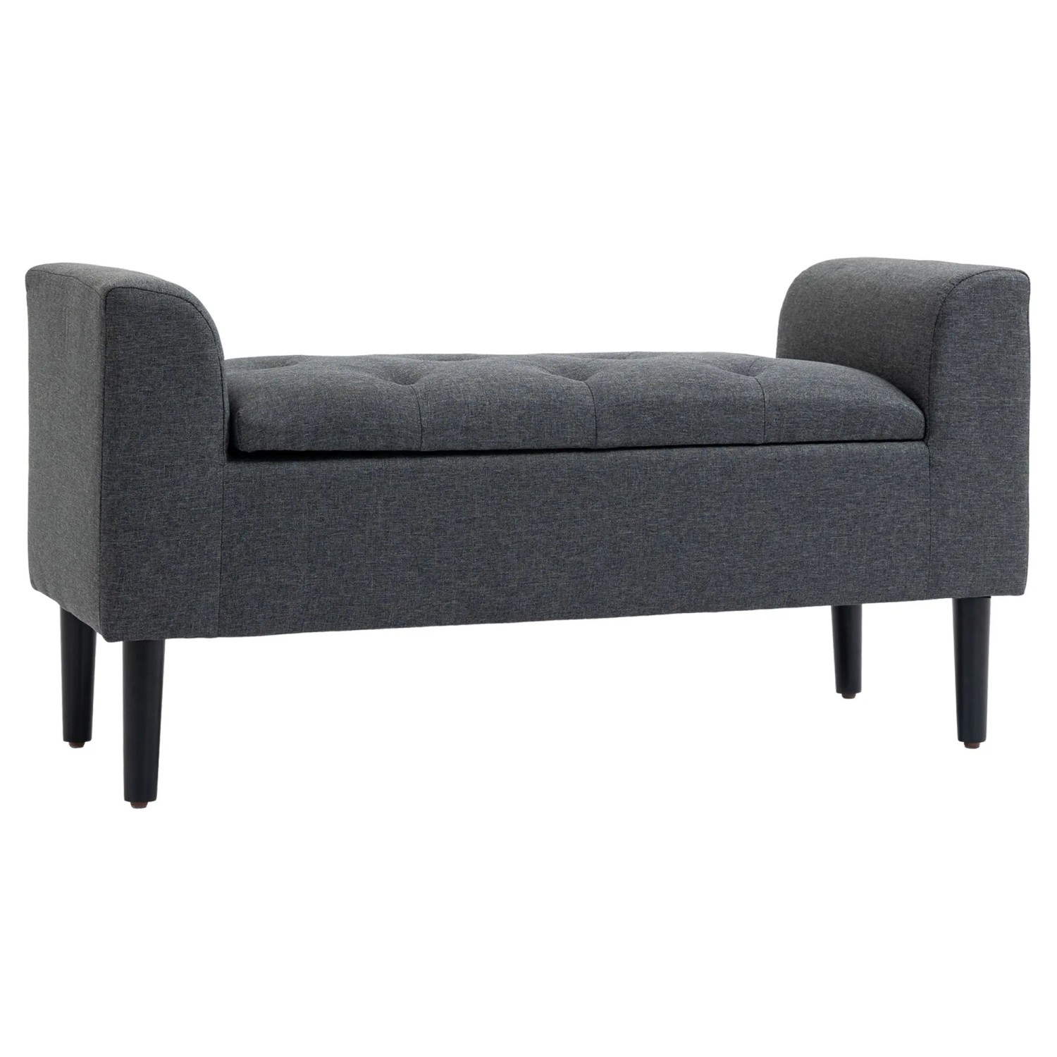 HOMCOM Sitzbank mit Stauraum Belastbar Gummiholz Dunkelgrau 116 x 44 x 58 cm