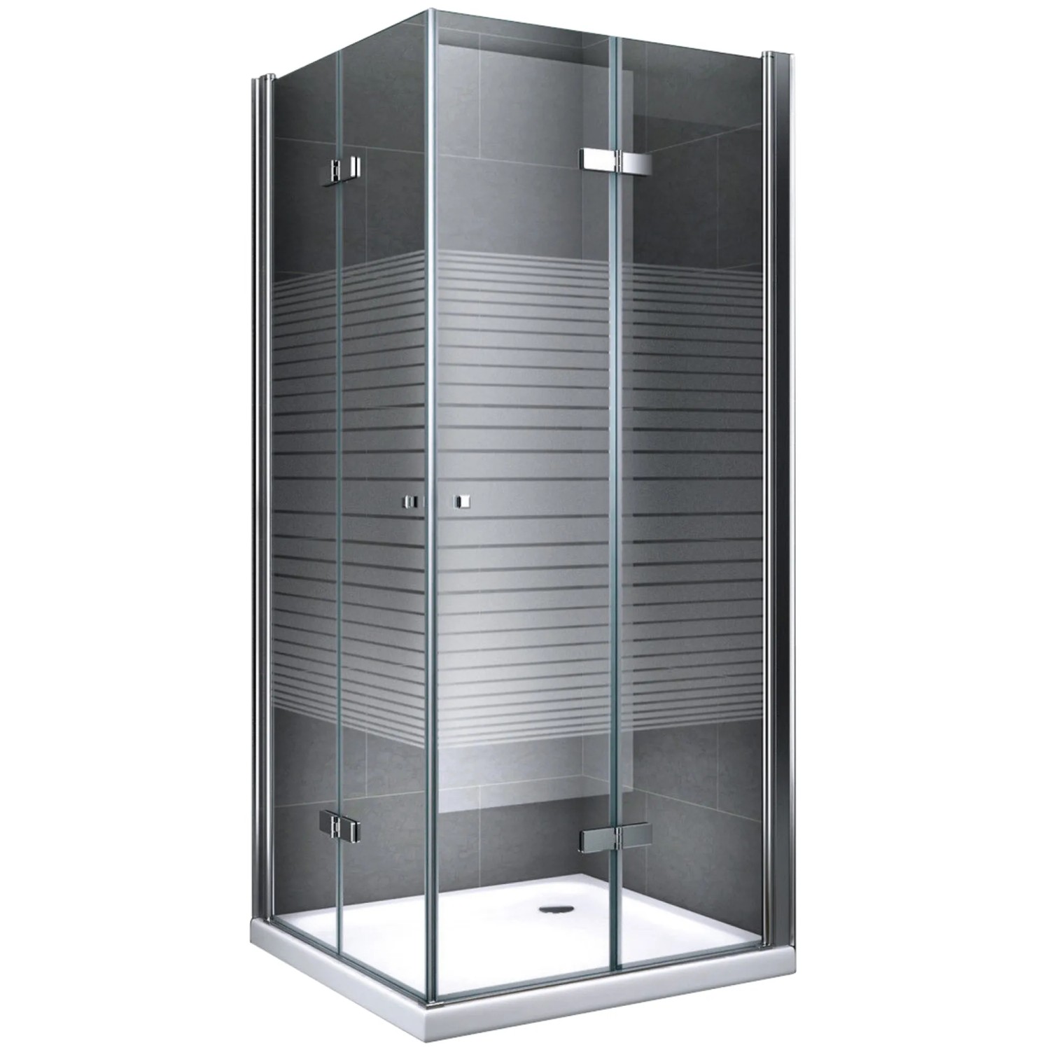 Dein Bau Projekt Duschkabine Quadrat Gestreift 90 x 195 x 90 cm m. Wanne