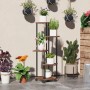 Outsunny Blumenständer aus Stahl und Holz, 5 Ebenen, verkohlt, mit Rollen. Dekorative Pflanzenregal.