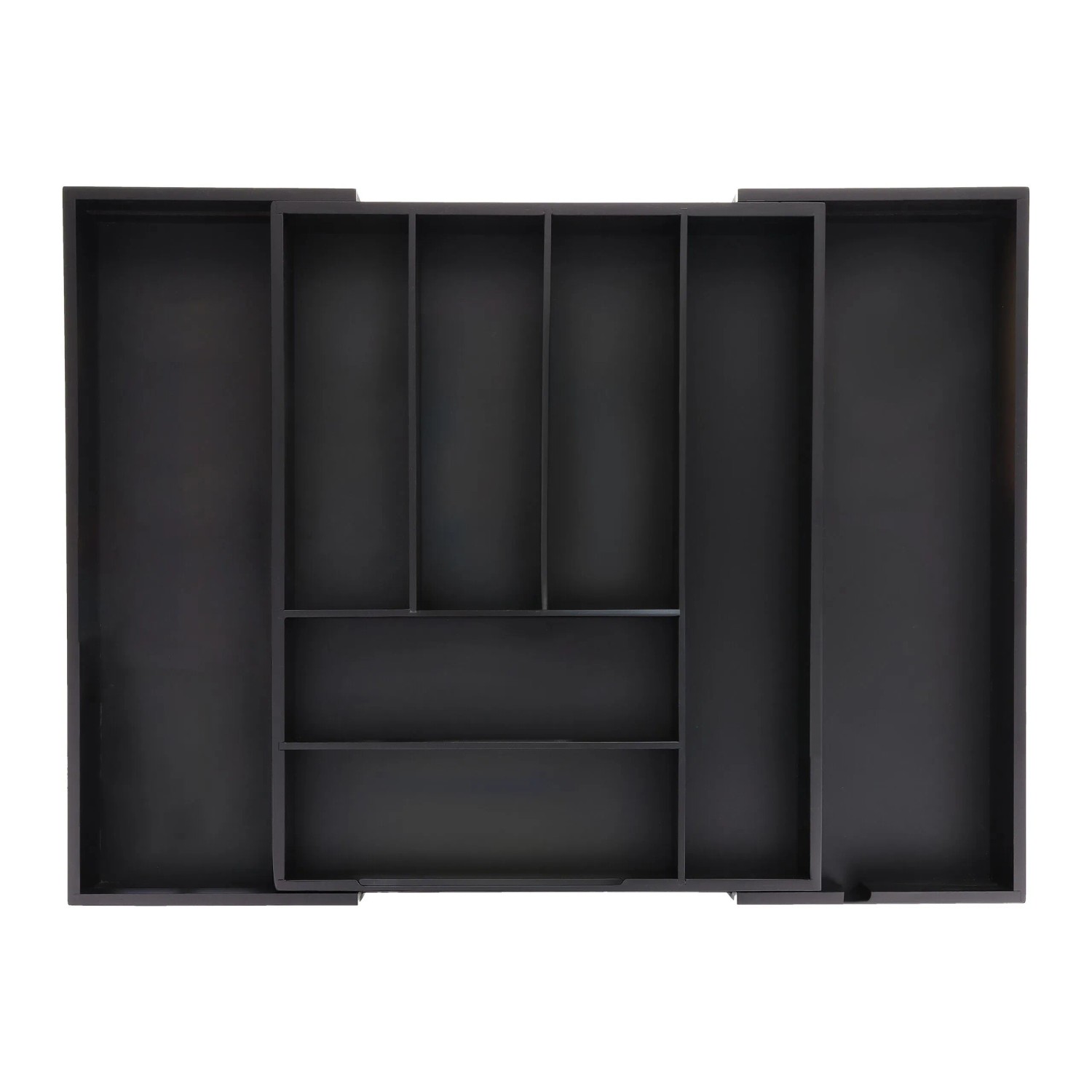 Relaxdays Besteckkasten Bambus MDF Schwarz Ausziehbar 6,5 cm x 35 cm x 43,5 cm 1,7 kg
