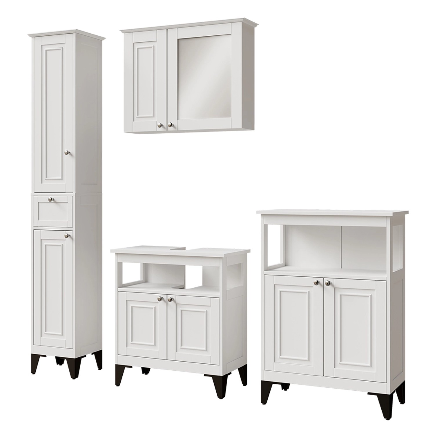Vicco Badmöbel-Set Vanity Weiß 4 Teile Opt 2 günstig online kaufen