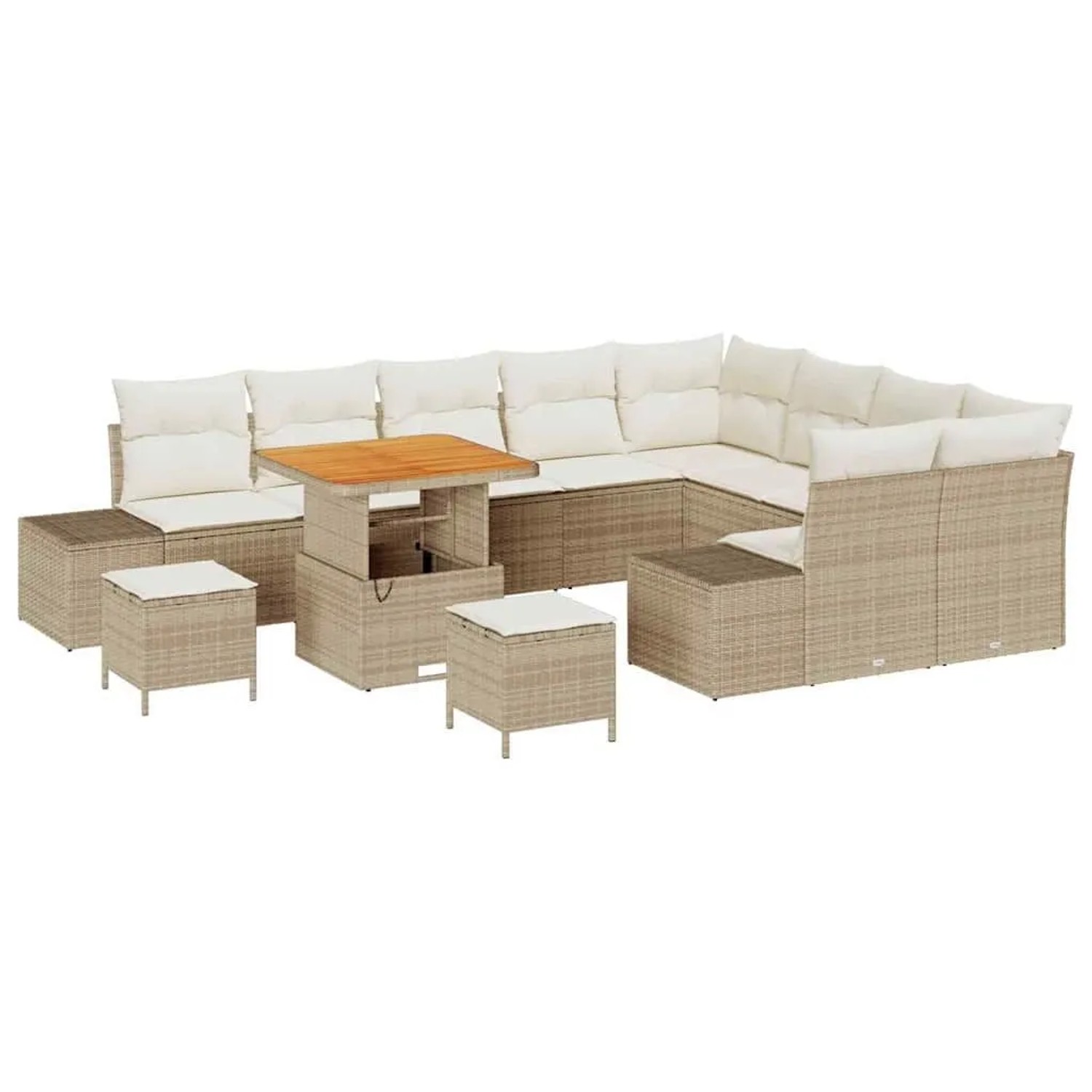 vidaXL Gartensofa-Set mit Kissen mit Speicher 12 Stk Beige Poly Rattan 3364 günstig online kaufen