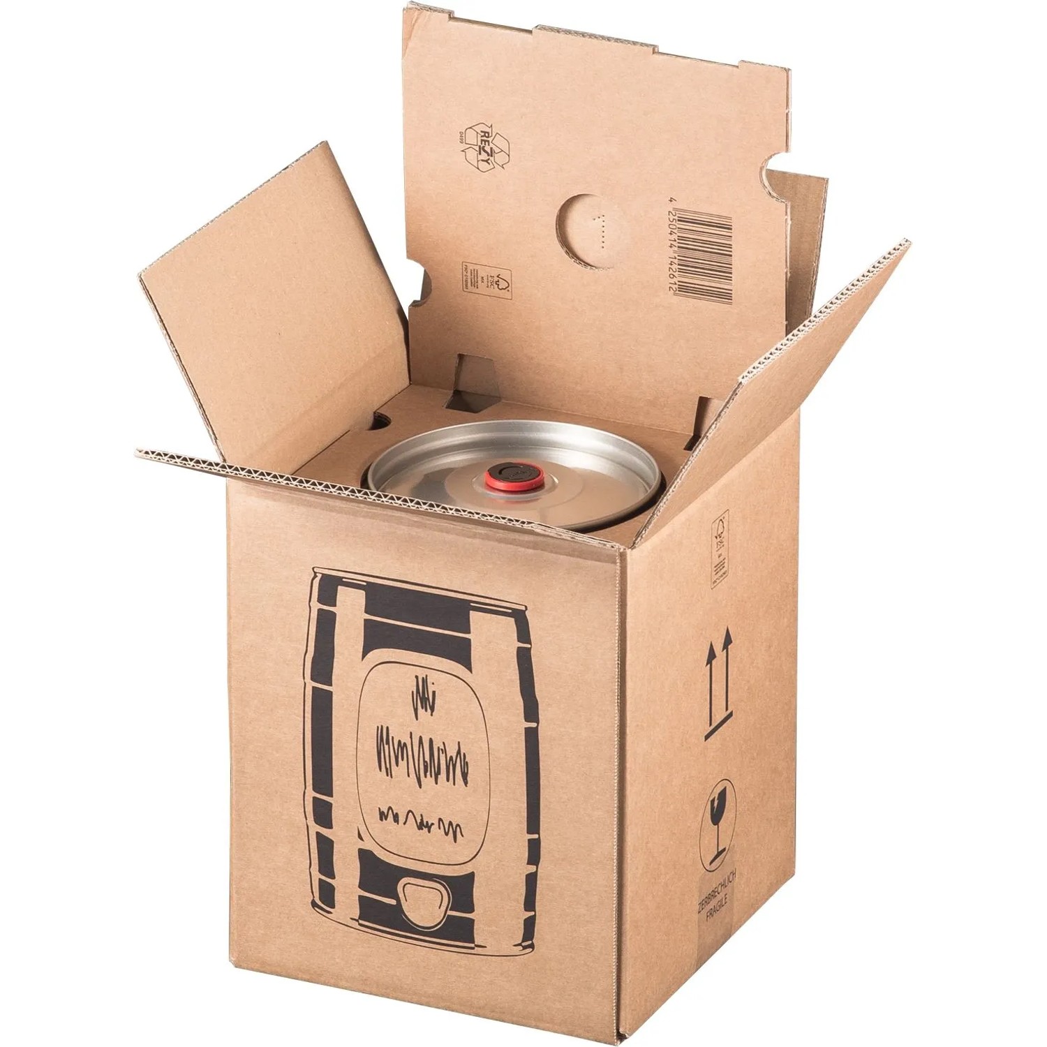 PROREGAL Mega Deal 10x Bierfassversandkarton mit Einlage LxBxH 228x228x271mm 5l Fass Braun Bierfasskarton
