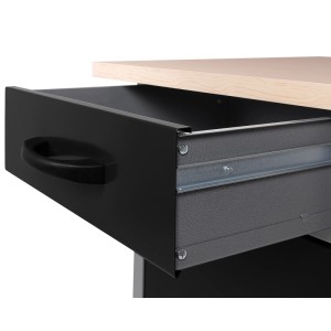 Detailaufnahme: Ausgezogene Schublade der Ondis24 Werkbank aus dem Werkstatt Set Entdecker.