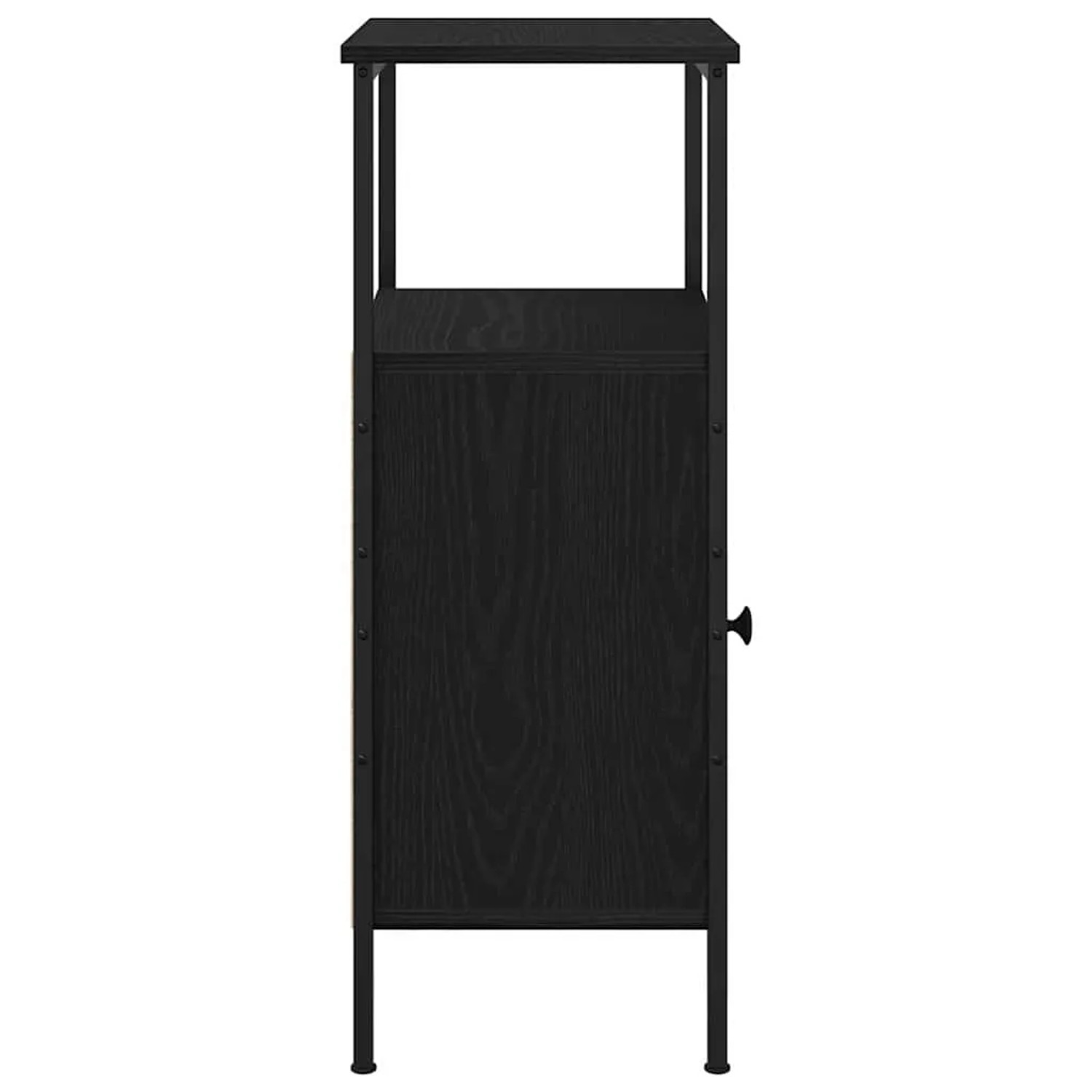 Schwarzer vidaXL Nachttisch in Eichen-Optik mit Regal und Tür, 41x31x80 cm.
