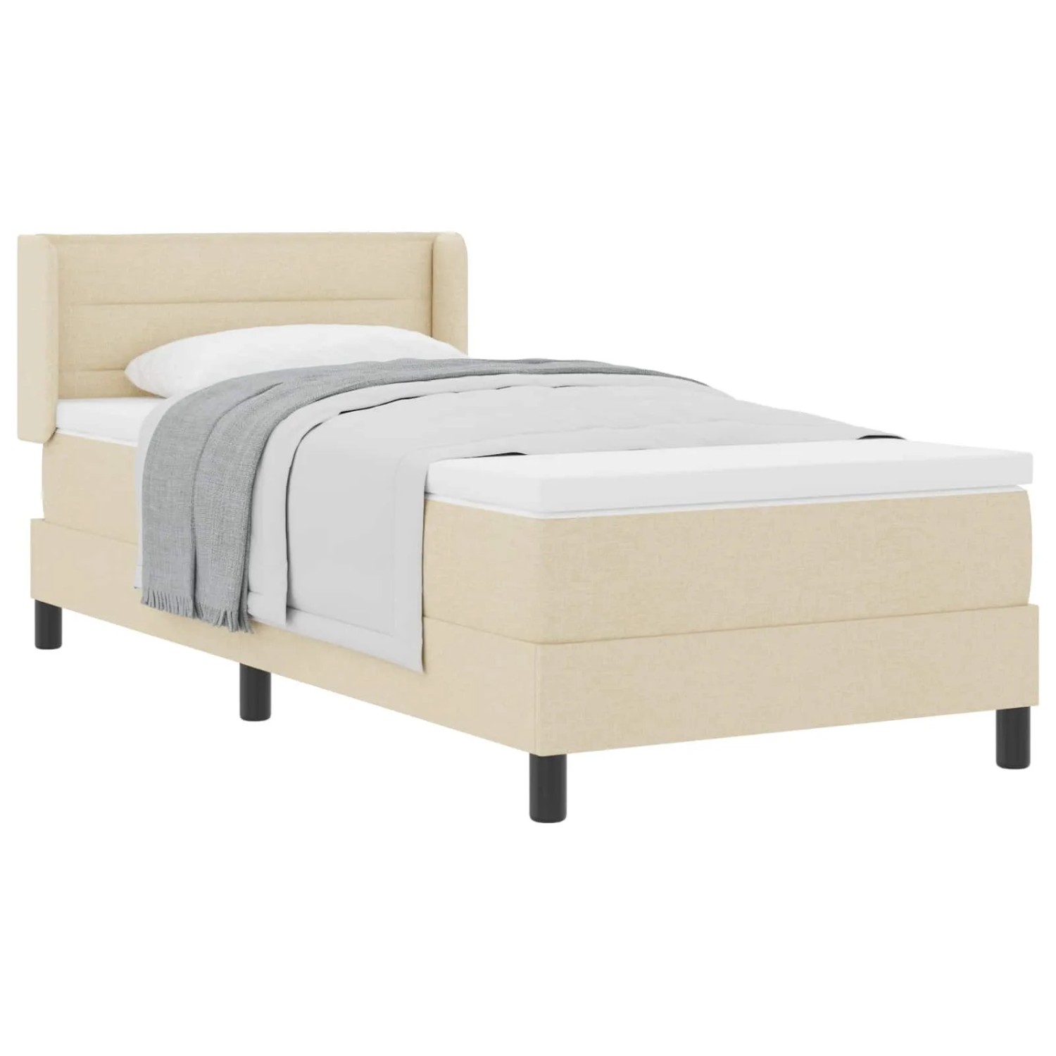 vidaXL Boxspringbett mit Matratze Creme 200 x 90 cm Polyester 3341025