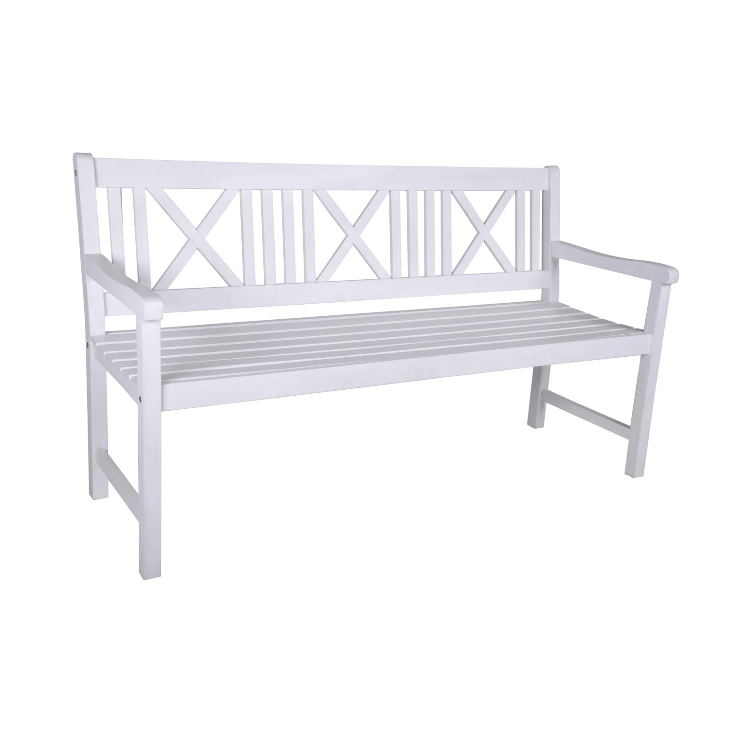 DELUKE Gartenbank NICE 3-Sitzer 154cm Breit Eukalyptus Weiß Terrassenbank Wetterfest Sitzbank Outdoor Bank