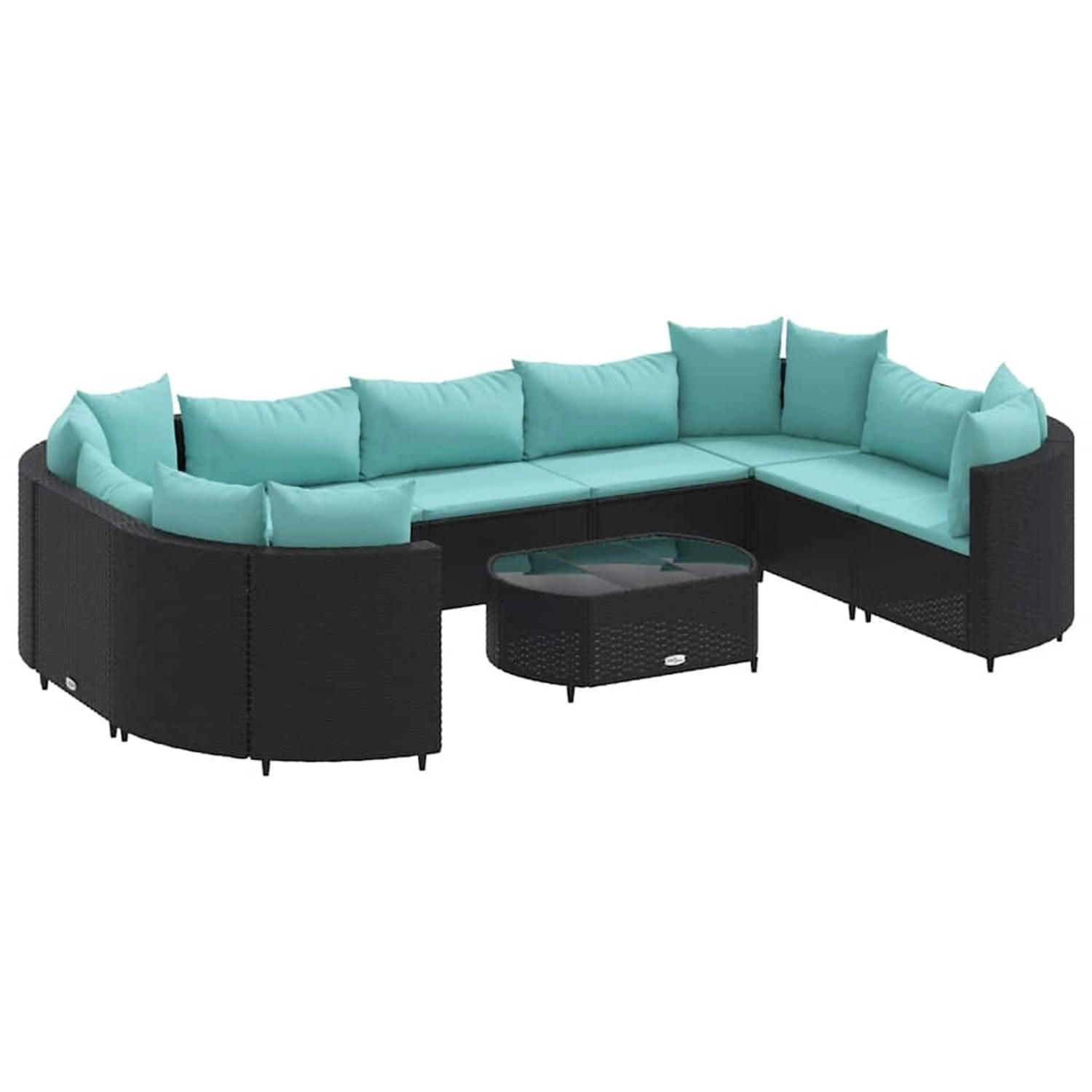 vidaXL 10-Tlg Garten-Sofagarnitur mit Kissen Schwarz Poly Rattan 3308404 günstig online kaufen
