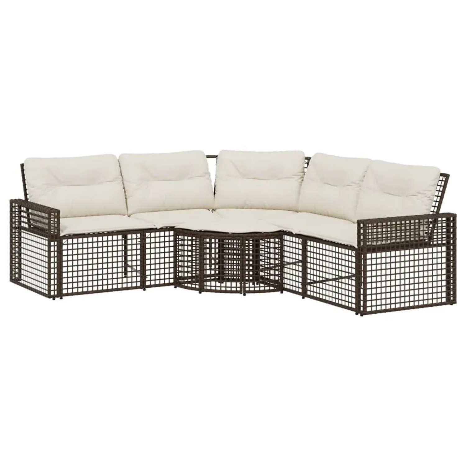 vidaXL Gartensofa in L-Form mit Kissen und Fußbank Braun Poly Rattan 365894