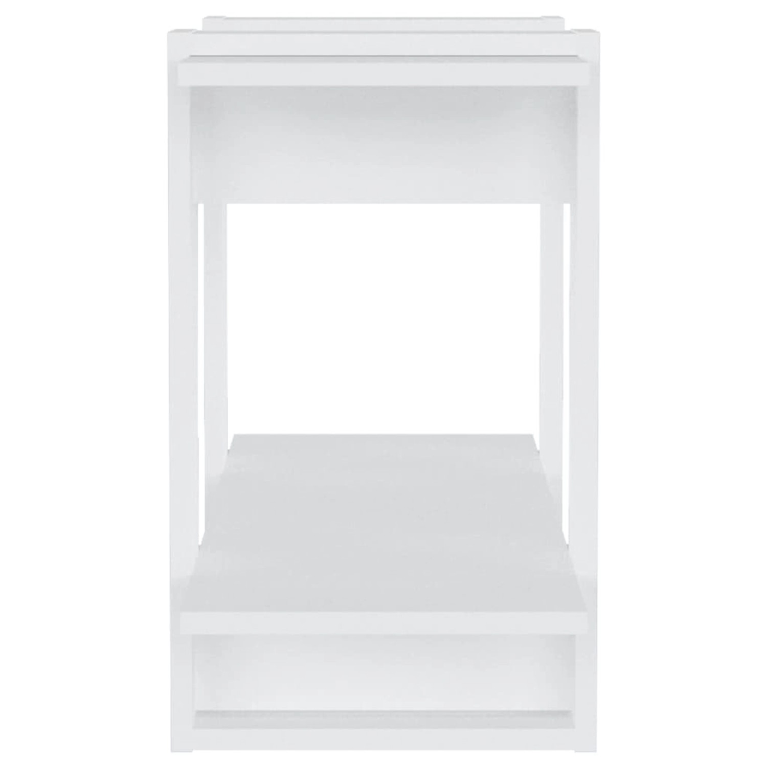 Modernes, hochglanz-weißes Bücherregal/Raumteiler (80x30x51 cm) für Wohnräume.