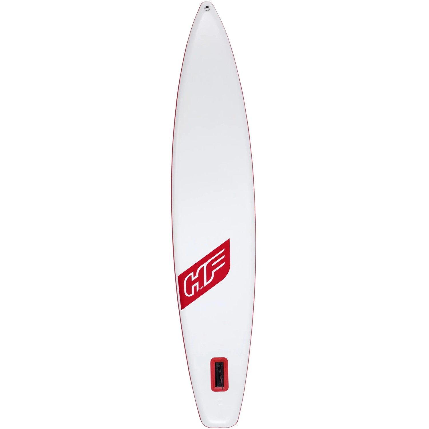 Weißes Bestway SUP Board Fast Touring mit rotem Logo und Finne.