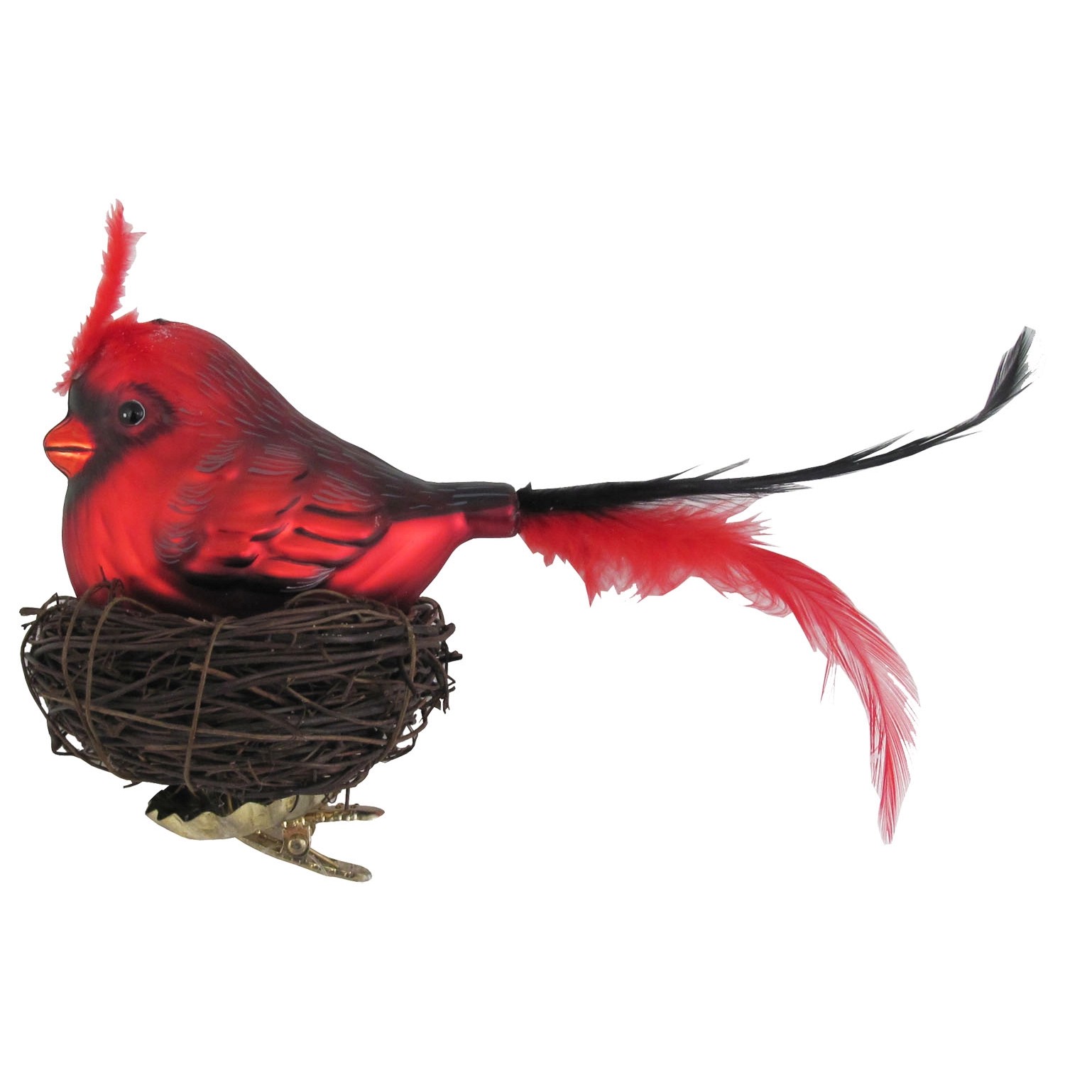 Krebs Glas Lauscha Weihnachtsornament Vogel im Nest Rot 1-tlg. 9cm