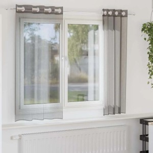 vidaXL Voile Vorhänge mit Ösen 2 Stk Dunkelgrau 140x140 cm 4102077
