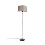 Schwarze Stehlampe mit taupefarbenem Leinenschirm (45 cm), höhenverstellbar, Modell Parte von QAZQA.