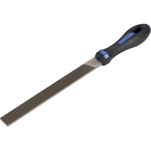 LUX Werkstattfeile 200 mm, grobe Ausführung mit ergonomischem Griff für Metallbearbeitung.