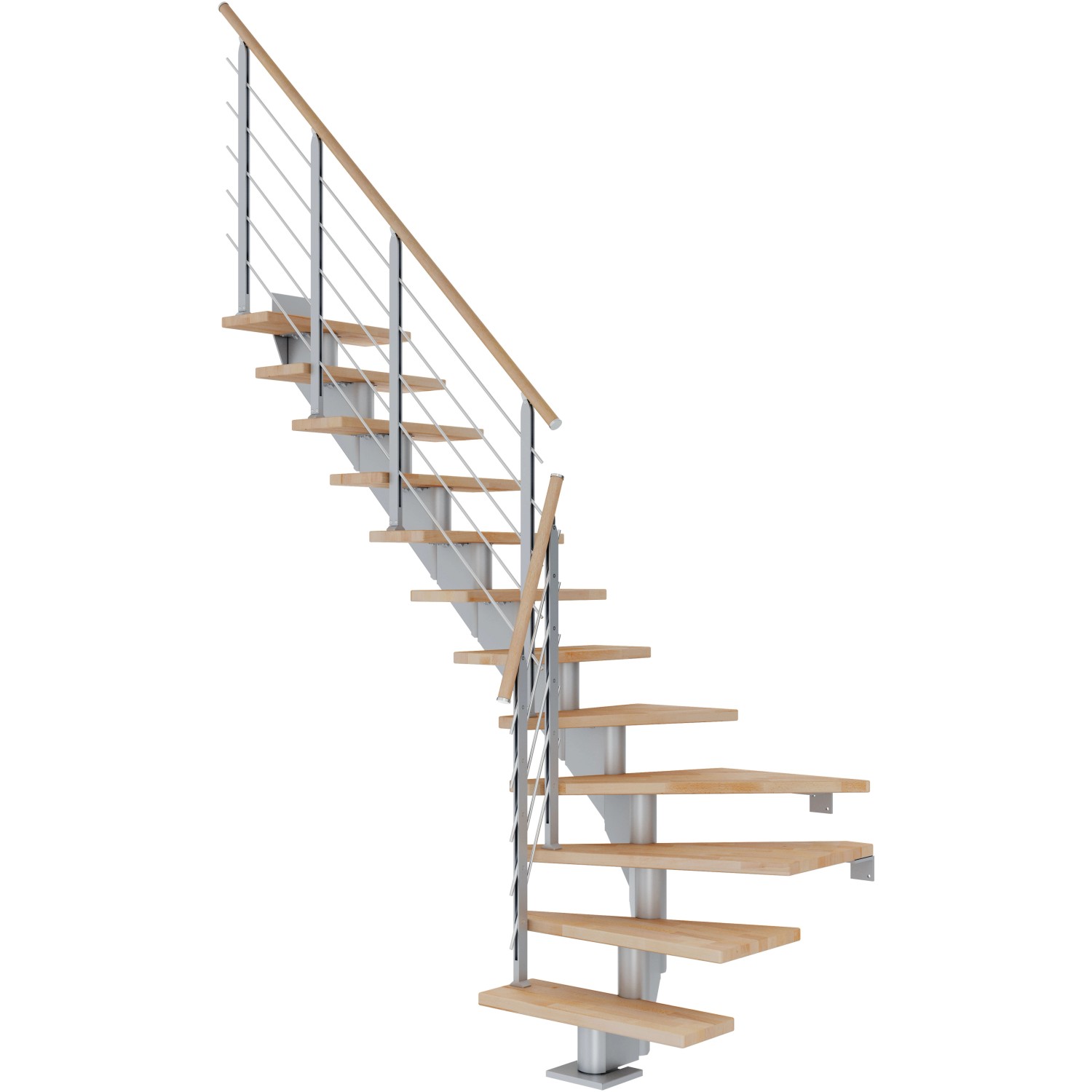 Dolle Mittelholmtreppe Hamburg Buche Perlgrau GH bis 301 cm 1/4gew. 75 cm FSC®