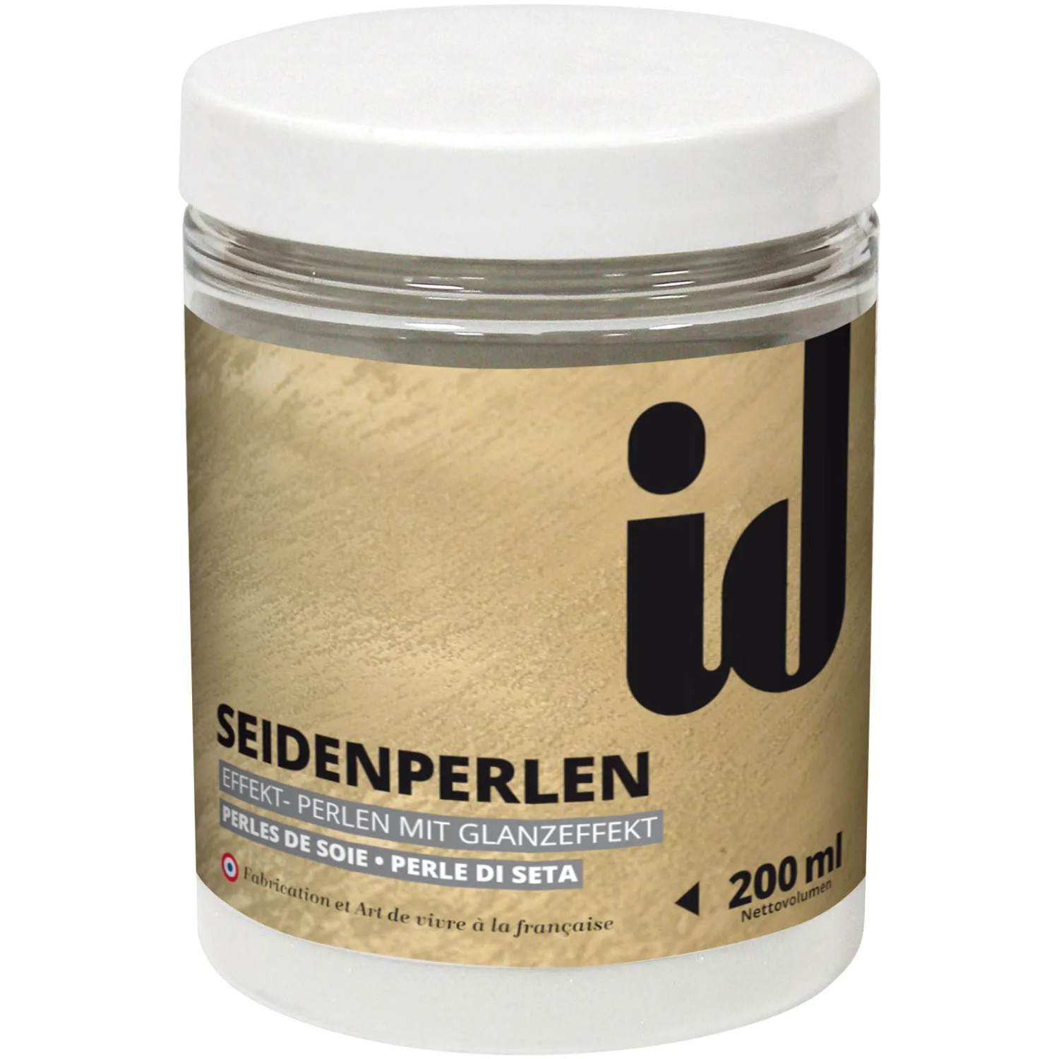 Dose id Seidenperlen für feine Sandeffekte, Effektmittel für kreative Wandgestaltung.
