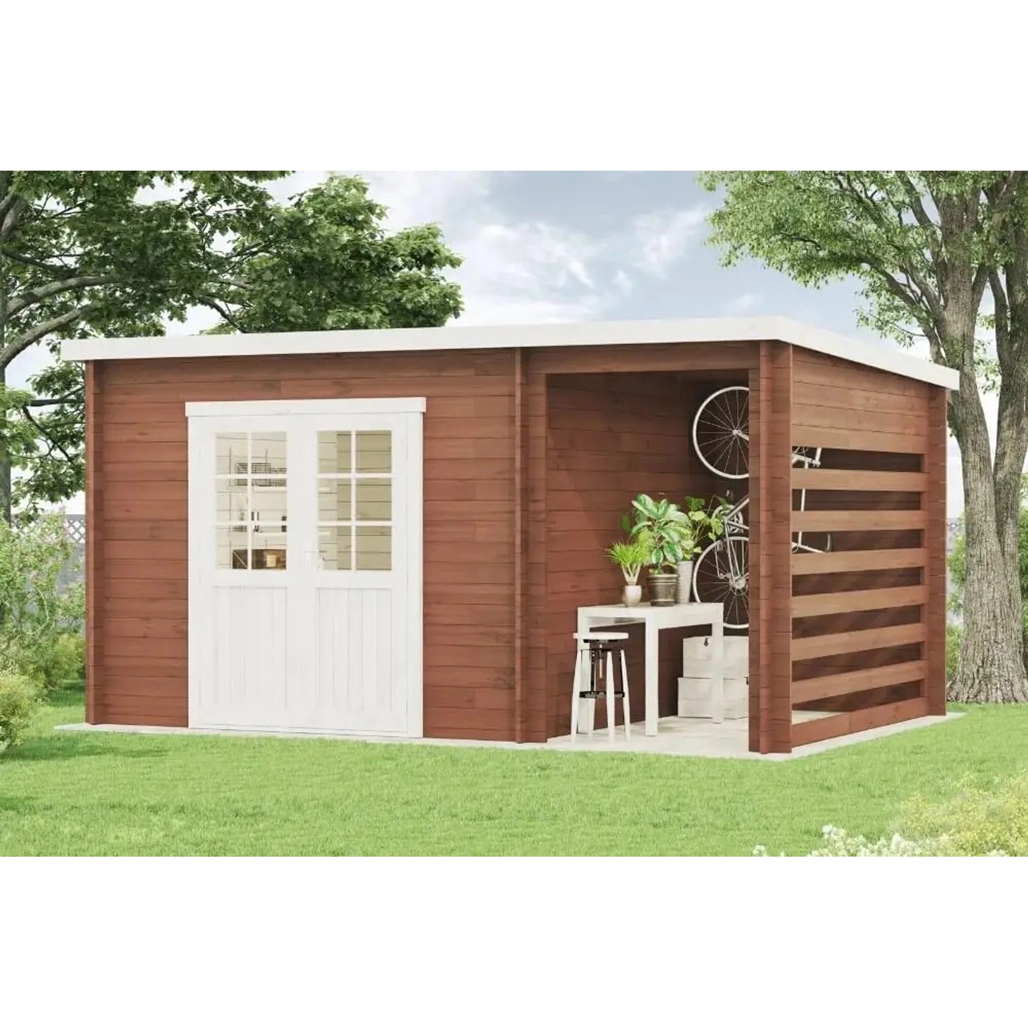 Alpholz Gartenhaus Maria-28 Unbehandelt 430 cm x 274 cm günstig online kaufen