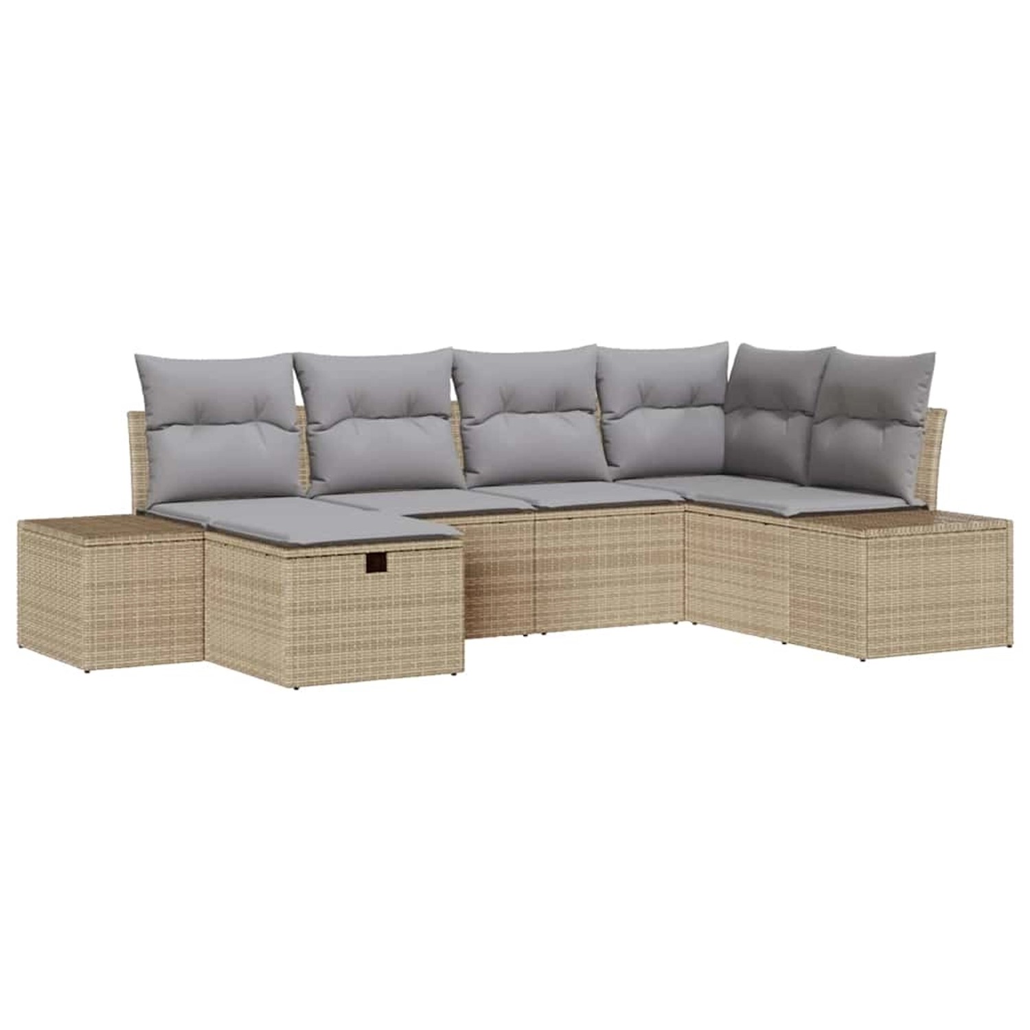 vidaXL 6-Teiliges Garten-Sofaset mit Kissen in Beige aus Poly Rattan 335937 günstig online kaufen