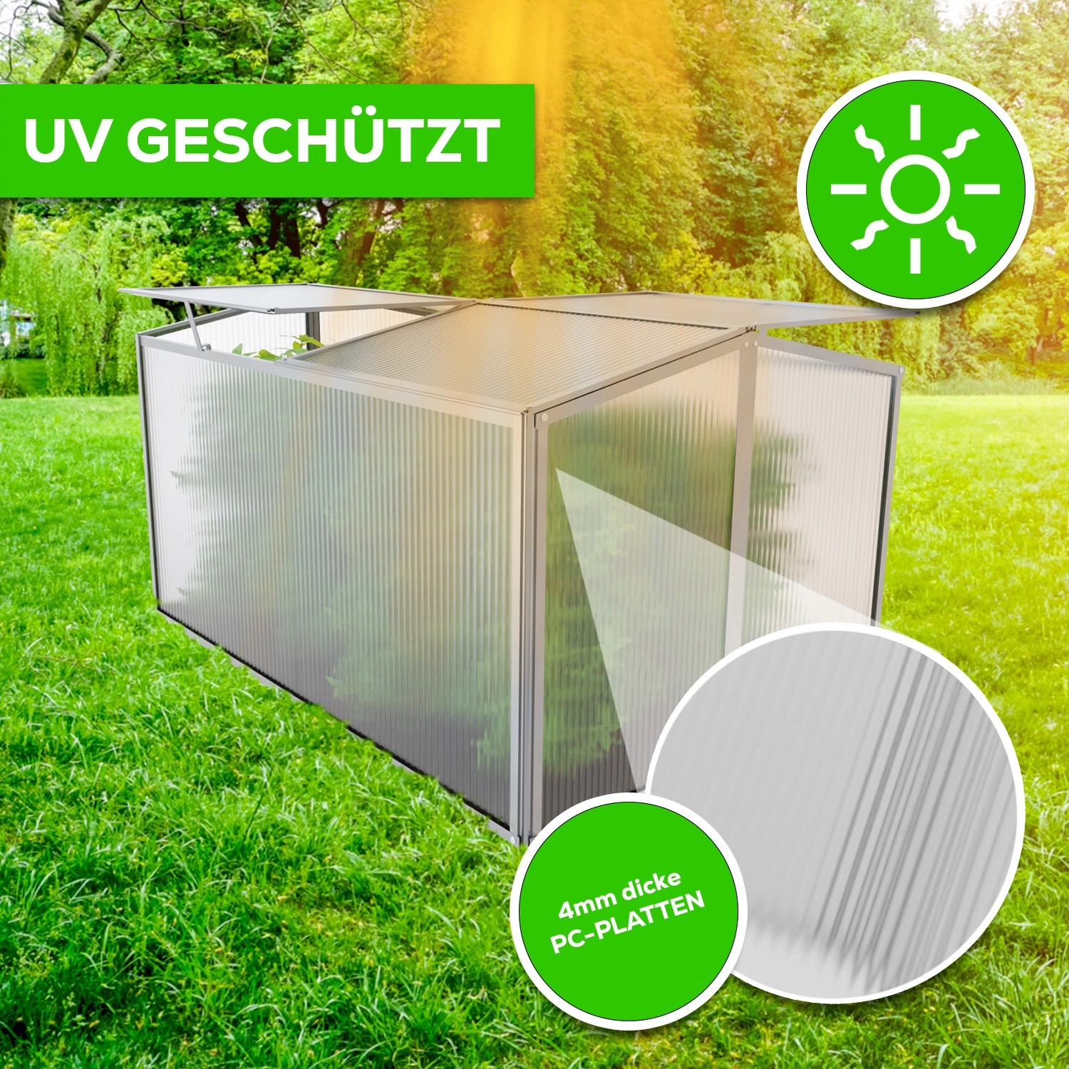 Garmio Frühbeet Mini Gewaechshaus Protea Mit Dachfenster UvSchutz Alu
