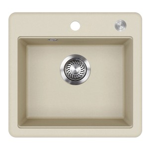 Helika Einbauspüle Esta 47 cm x 44 cm Elfenbein inkl. Druckknopfventil