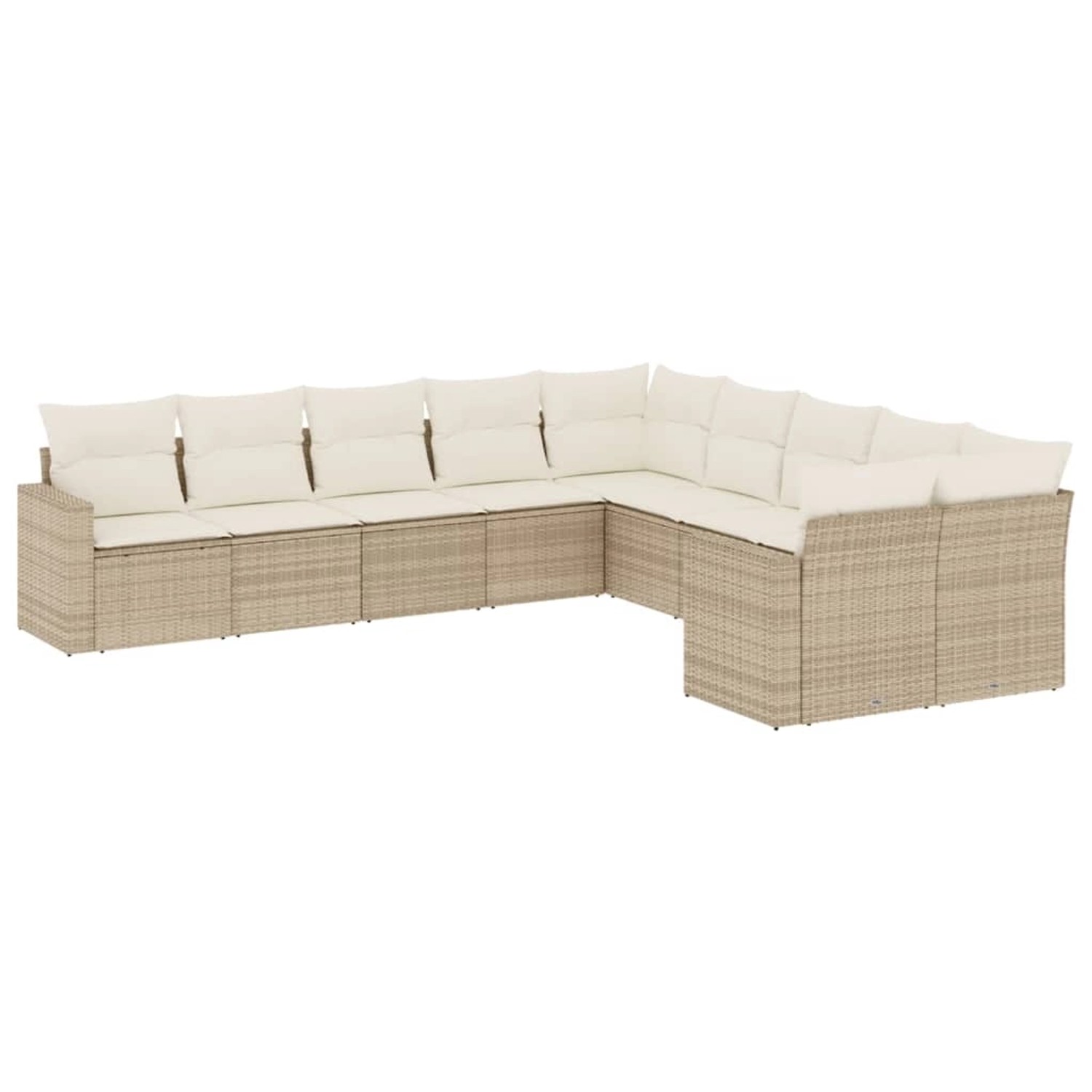 vidaXL 10-Tlg Garten-Sofagarnitur mit Kissen Beige Poly Rattan 3219498 günstig online kaufen