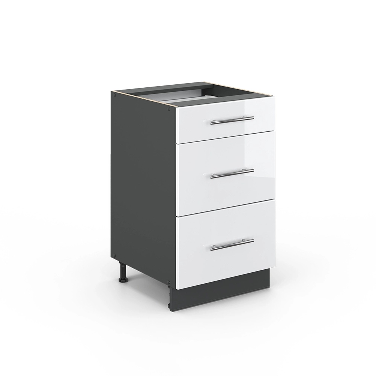 Vicco Küchenunterschrank Fame-Line Weiß Hochglanz/Anthrazit 50 cm ohne Arbe günstig online kaufen