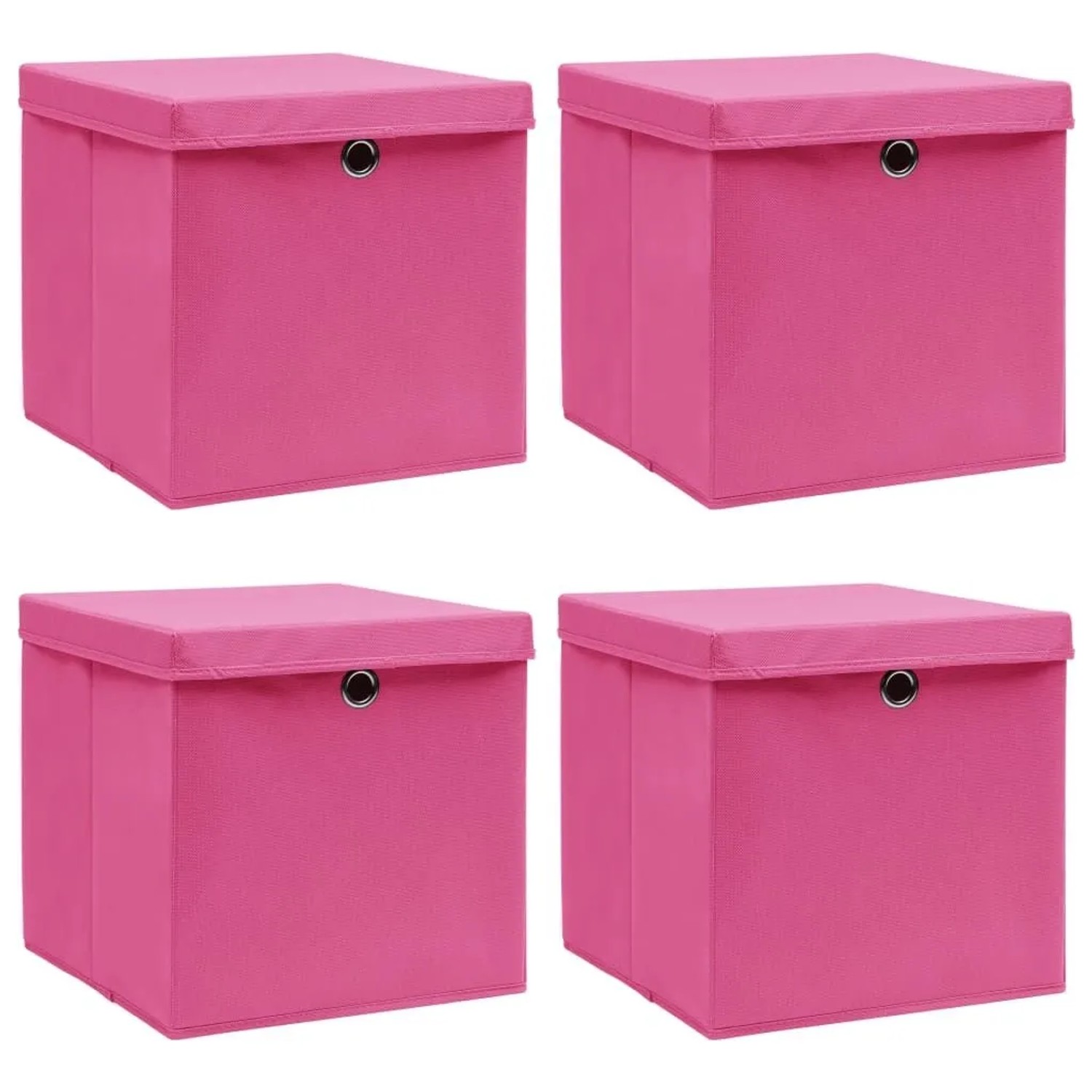 vidaXL Aufbewahrungsboxen mit Deckeln 4 Stk Rosa 32x32x32 cm Stoff 288346