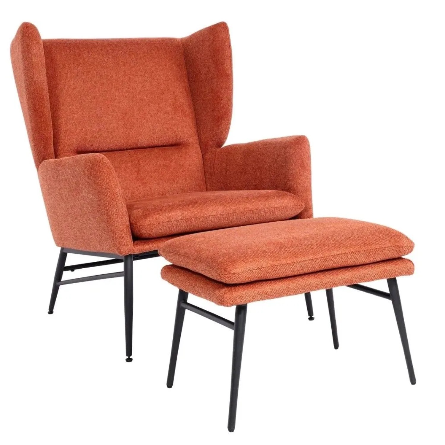 MCW Lounge-Sessel mit Ottomane L62 Terracotta-Braun