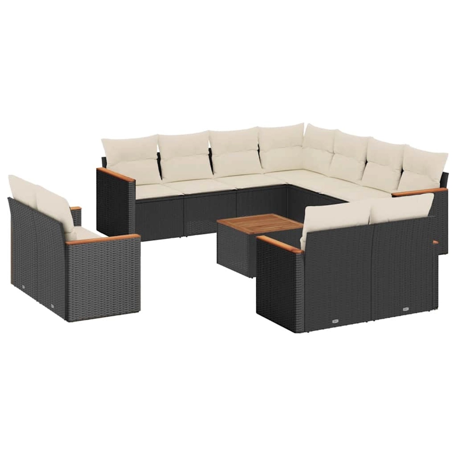vidaXL 12-Tlg Garten-Sofagarnitur mit Kissen Schwarz Poly Rattan 3258906 günstig online kaufen