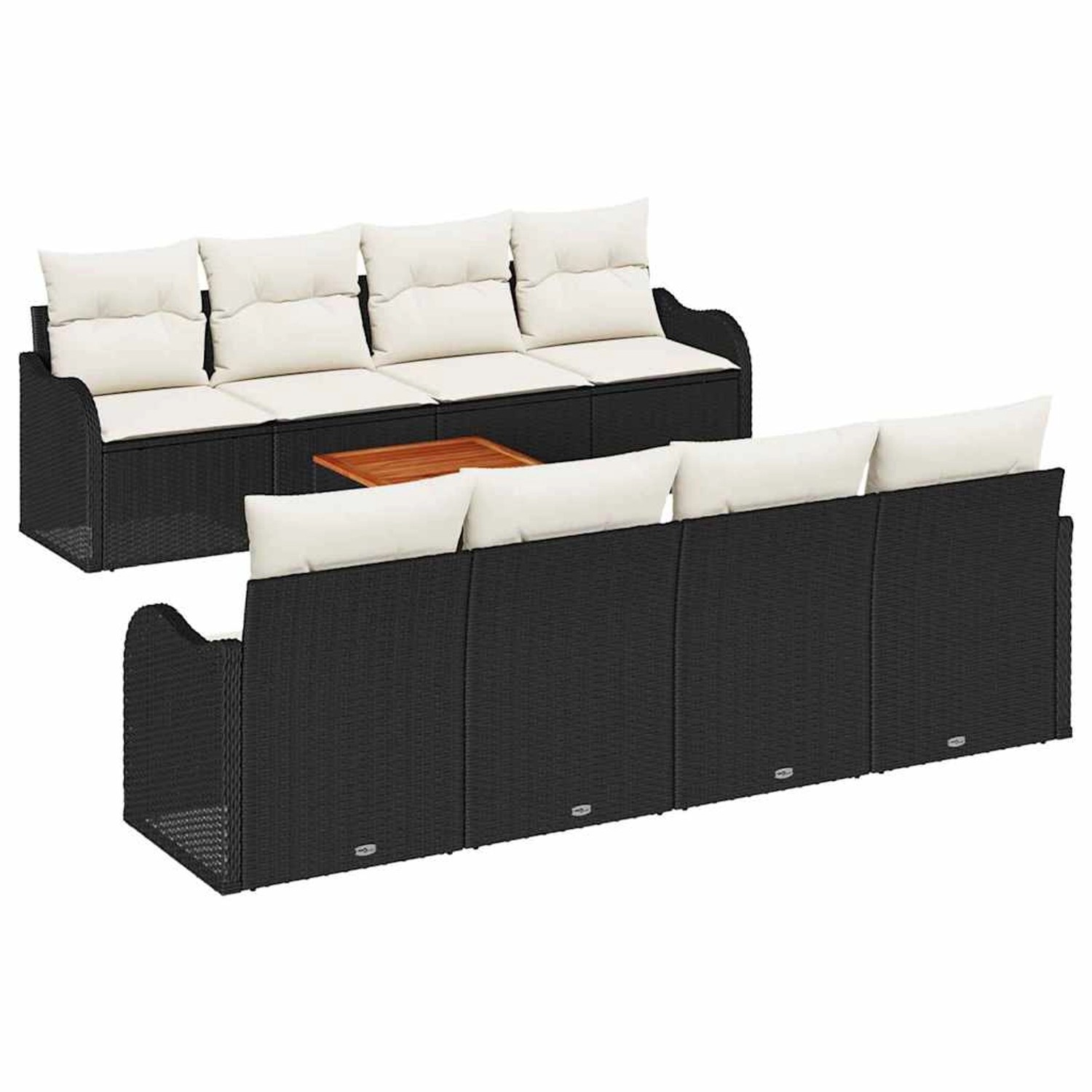 vidaXL 9-Teiliges Garten-Sofa-Set mit Kissen Schwarz Poly Rattan Akazienhol günstig online kaufen