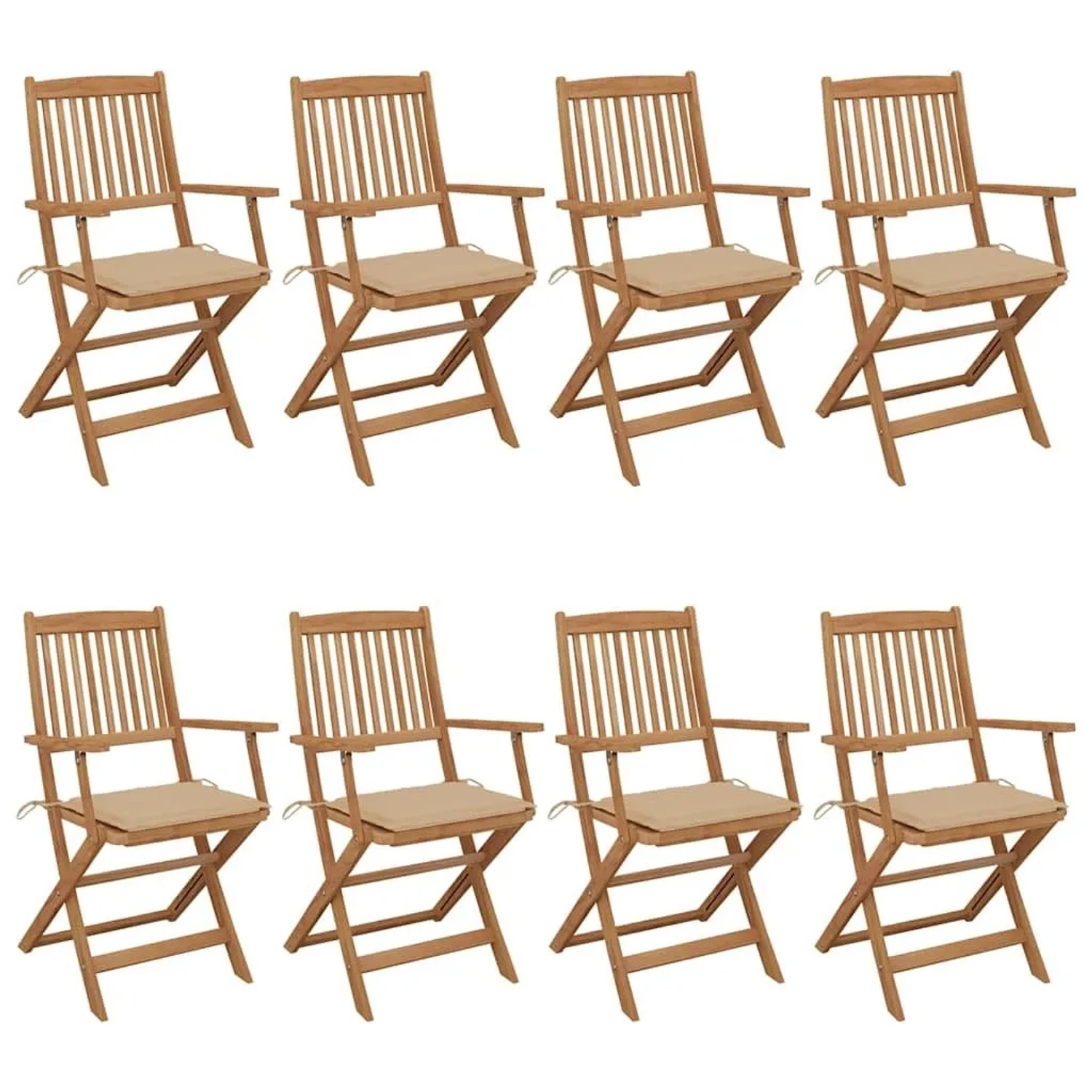 vidaXL Klappbare Gartenstühle 8 Stk mit Kissen Massivholz Akazie 3074970