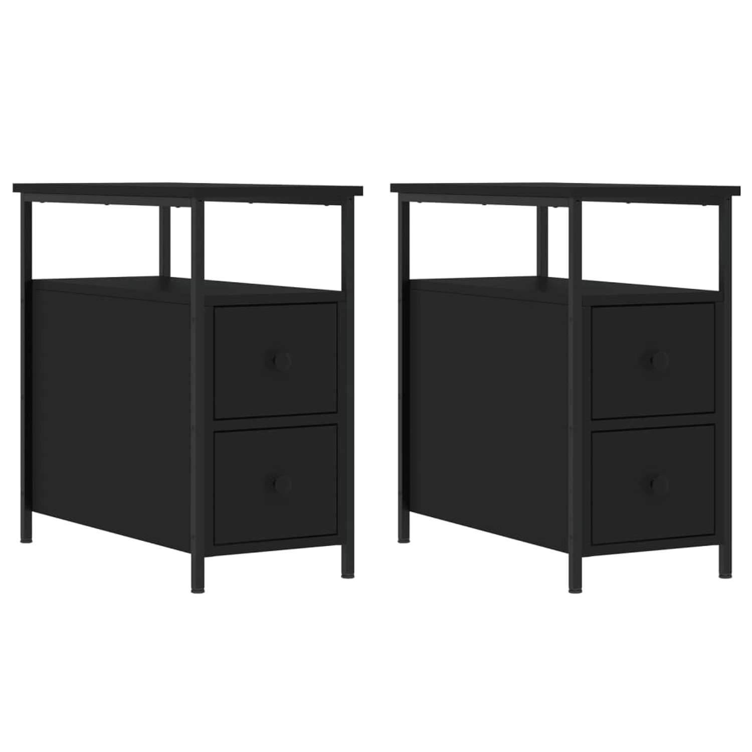 vidaXL Nachttische 2 Stk Schwarz 30x60x60 cm Holzwerkstoff Modell 1 günstig online kaufen